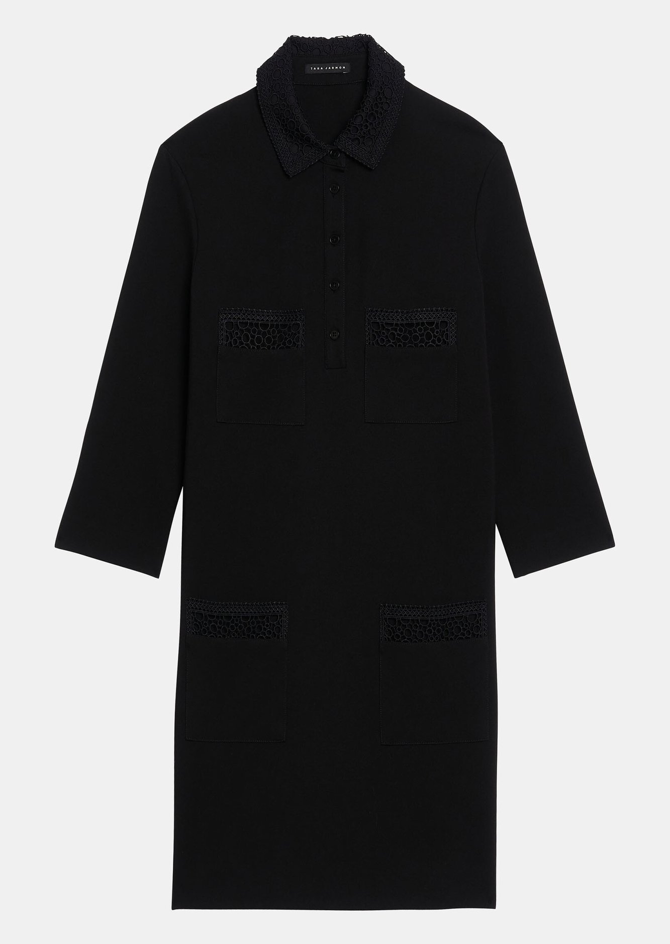 Robe Romann courte noire avec détails en dentelle Tara Jarmon seconde main photo 1