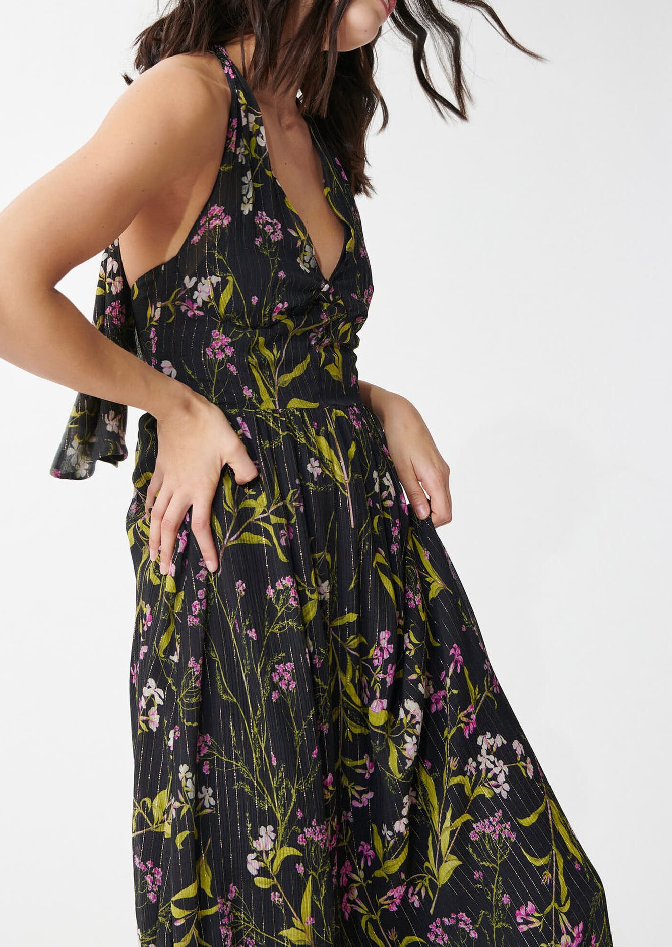 Robe Ragha noire imprimé fleuri en lurex Tara Jarmon seconde main photo 3