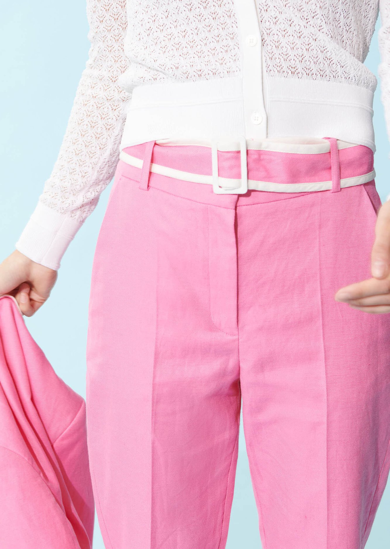 Pantalon Patricia rose en lin Tara Jarmon seconde main photo 3