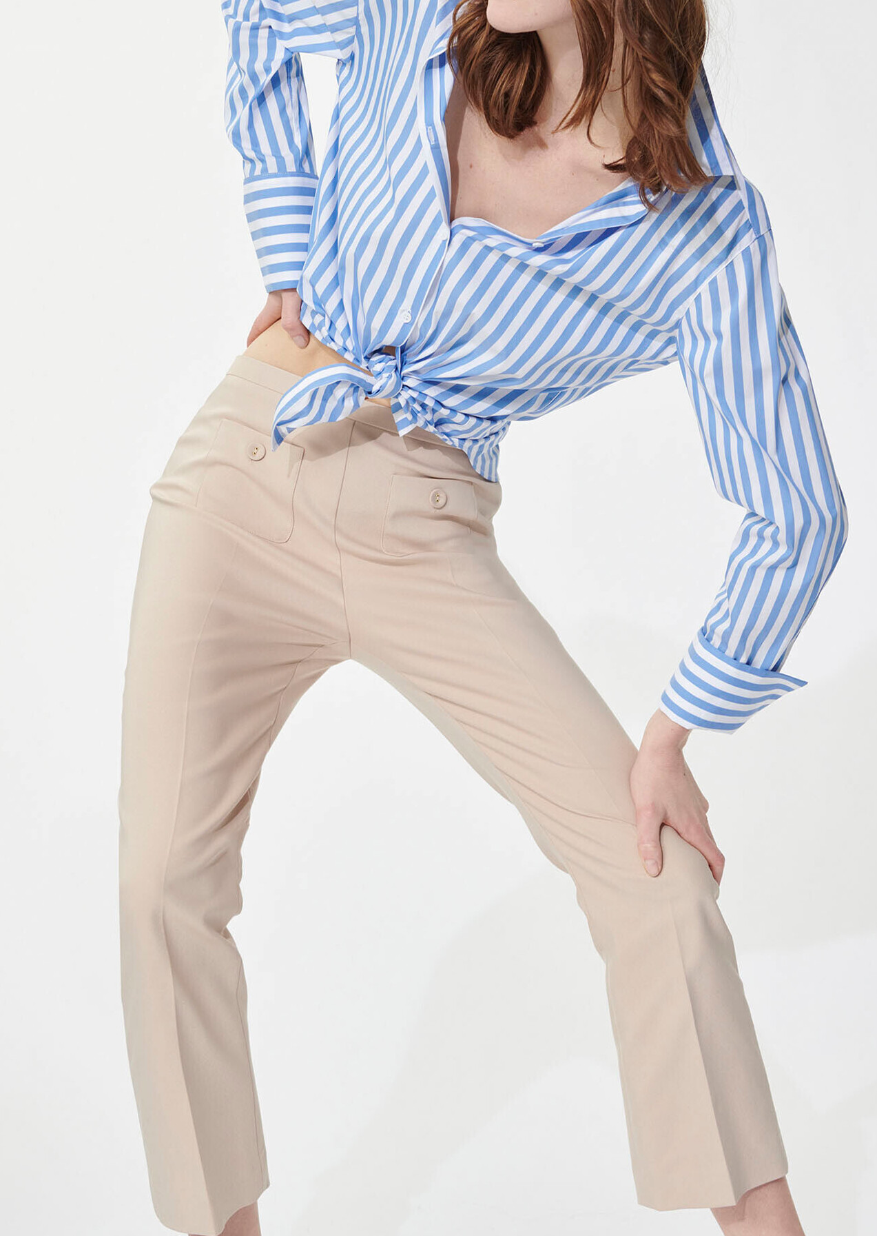 Pantalon Paquerette beige en coton Tara Jarmon seconde main photo 2