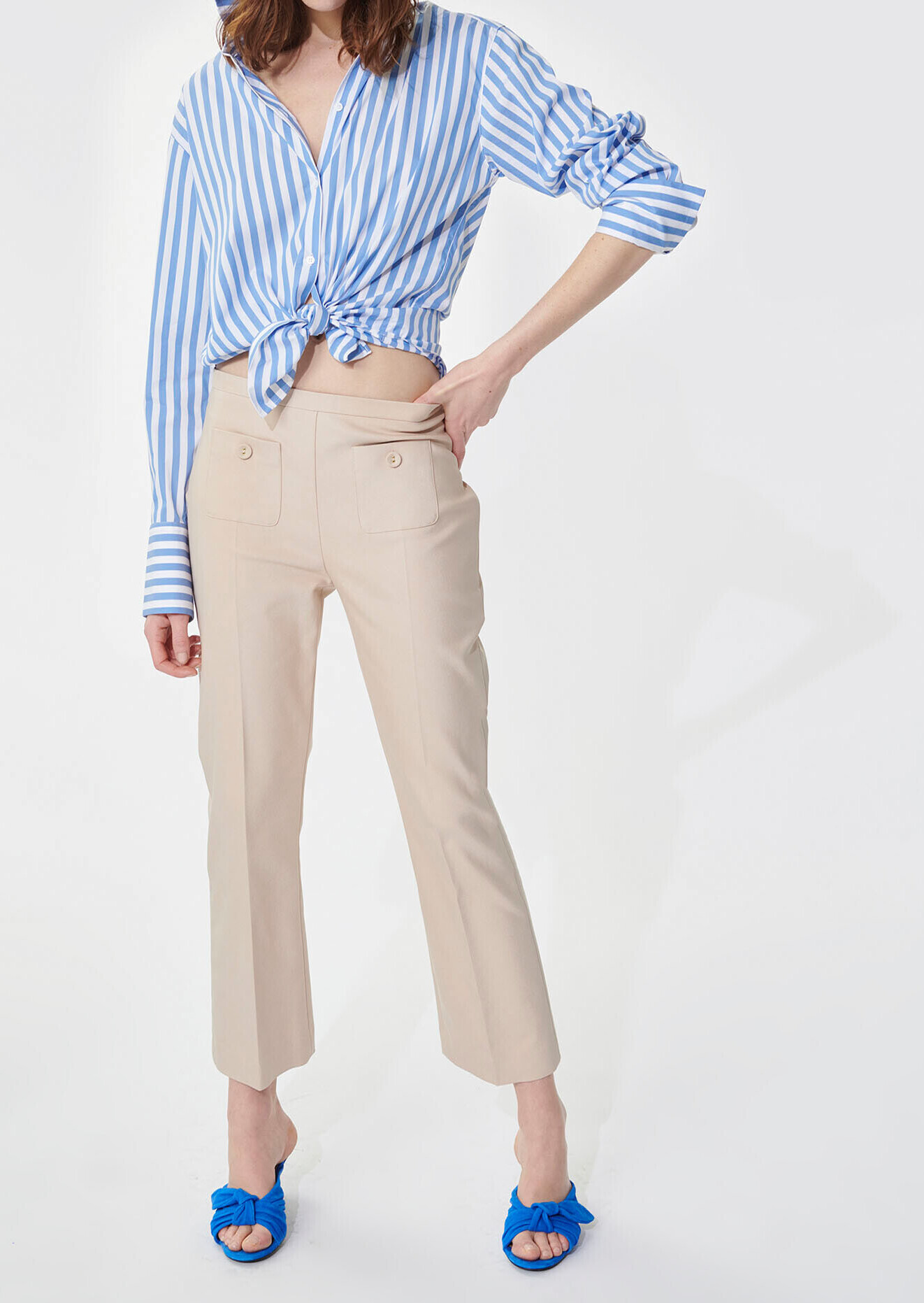 Pantalon Paquerette beige en coton Tara Jarmon seconde main photo 3