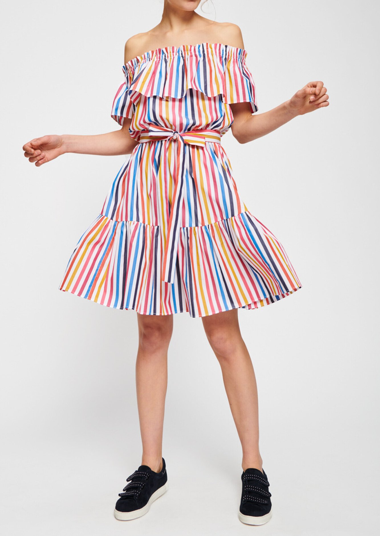 Robe blanche à rayures multicolores Tara Jarmon seconde main photo 2