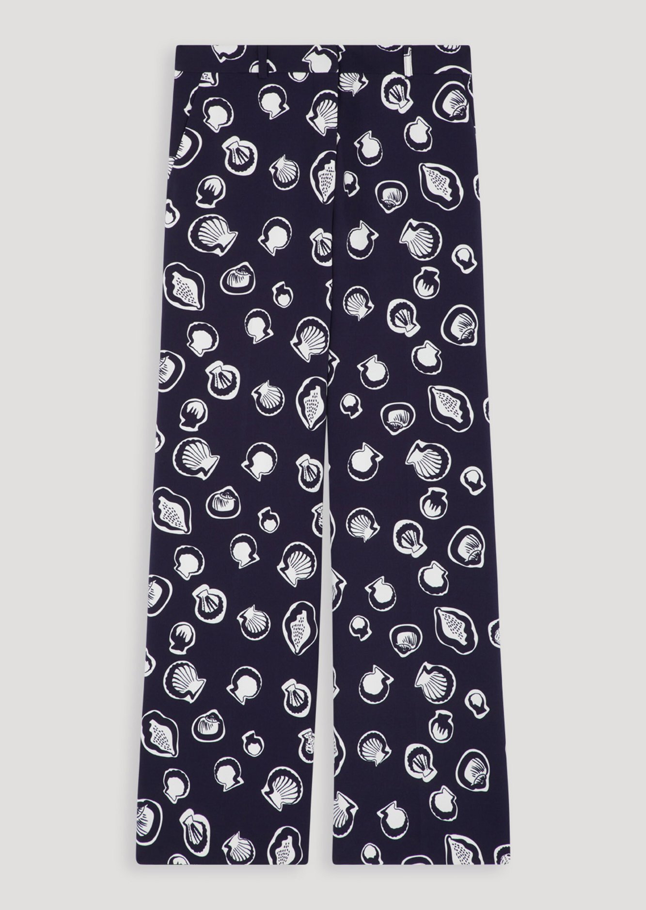 Pantalon bleu nuit motif coquillages Tara Jarmon seconde main photo 1