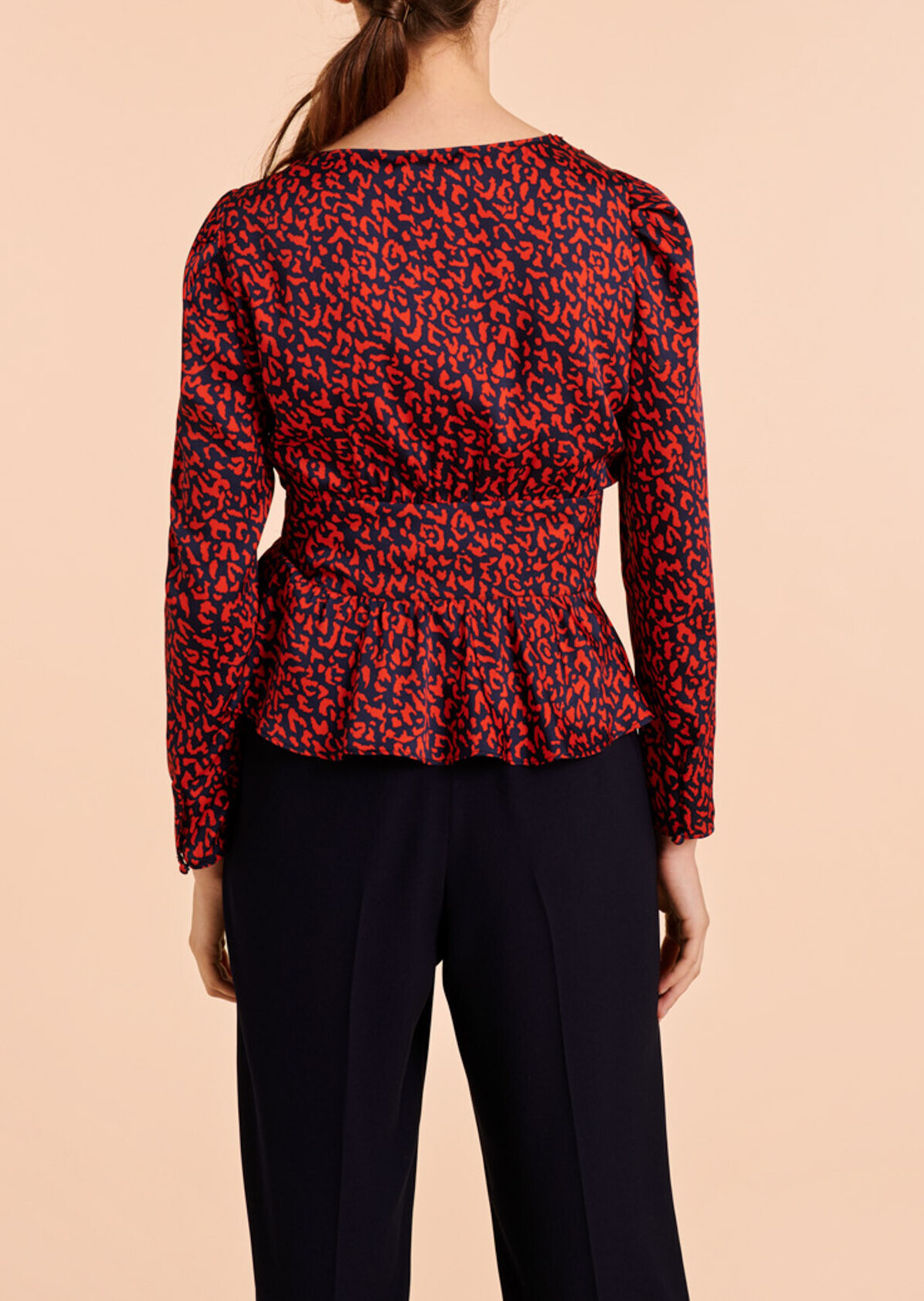 Top Tanais bleu nuit imprimé animal en twill Tara Jarmon seconde main photo 4