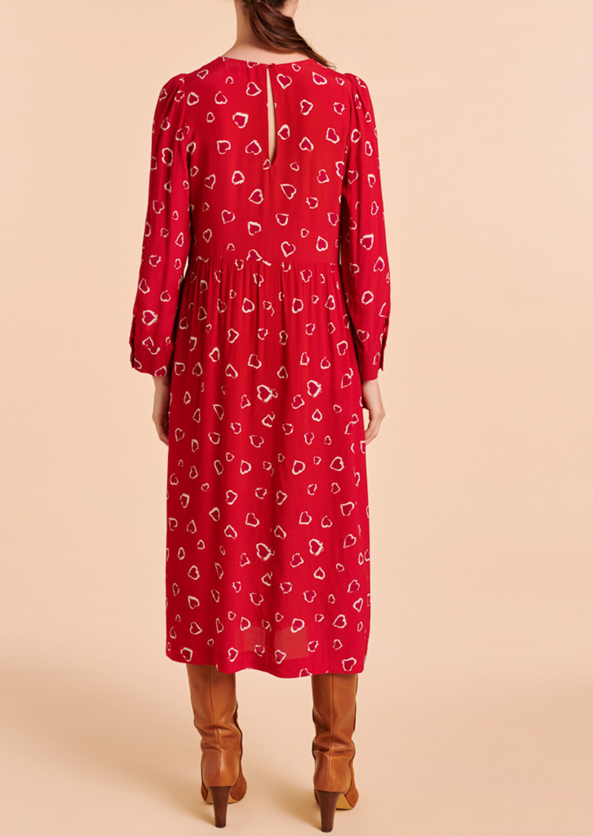 Robe Rubbia rouge imprimé coeurs léopard Tara Jarmon seconde main photo 4