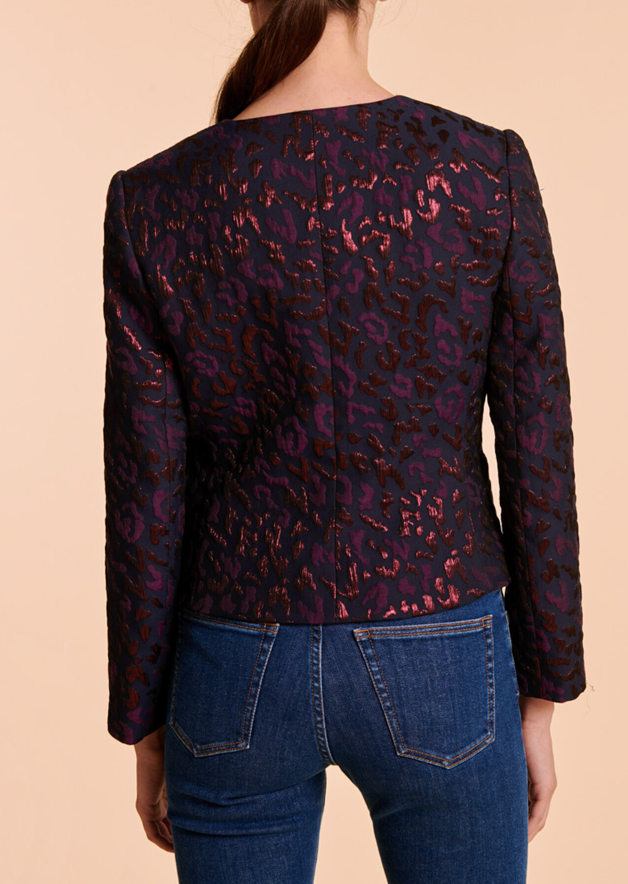 Veste Vénus en jacquard léopard lurex Tara Jarmon seconde main photo 3
