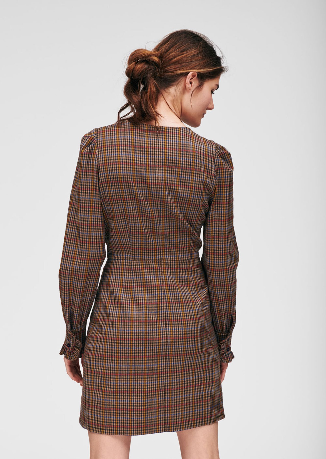 Robe marron imprimé carreaux Tara Jarmon seconde main photo 4