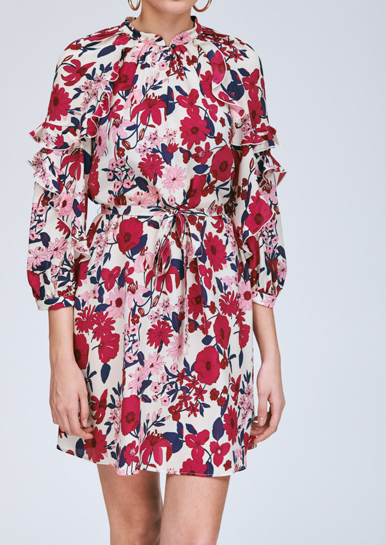 Robe rouge motif fleuri Tara Jarmon seconde main photo 1
