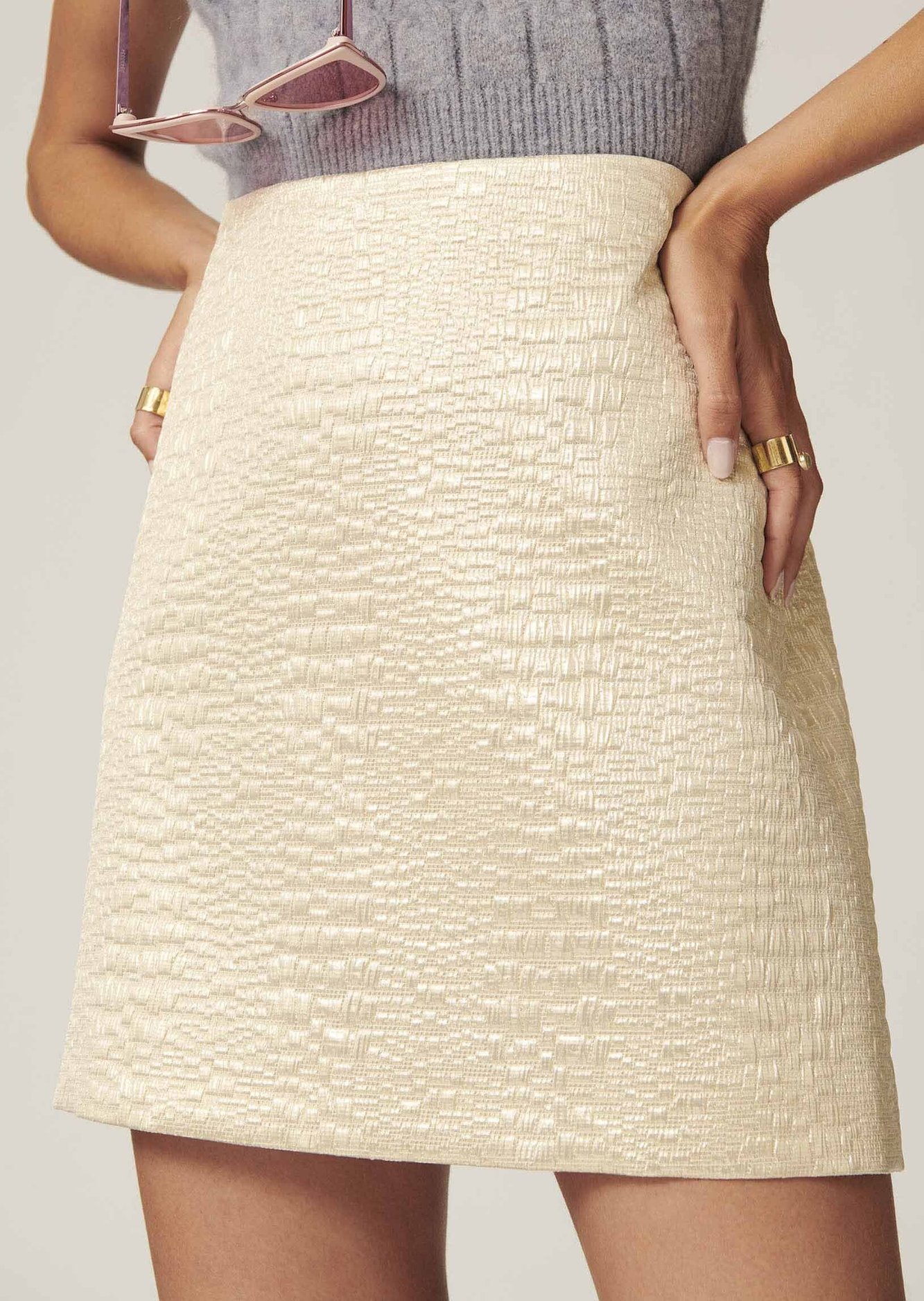 Jupe Jude or jacquard lurex Tara Jarmon seconde main photo 3