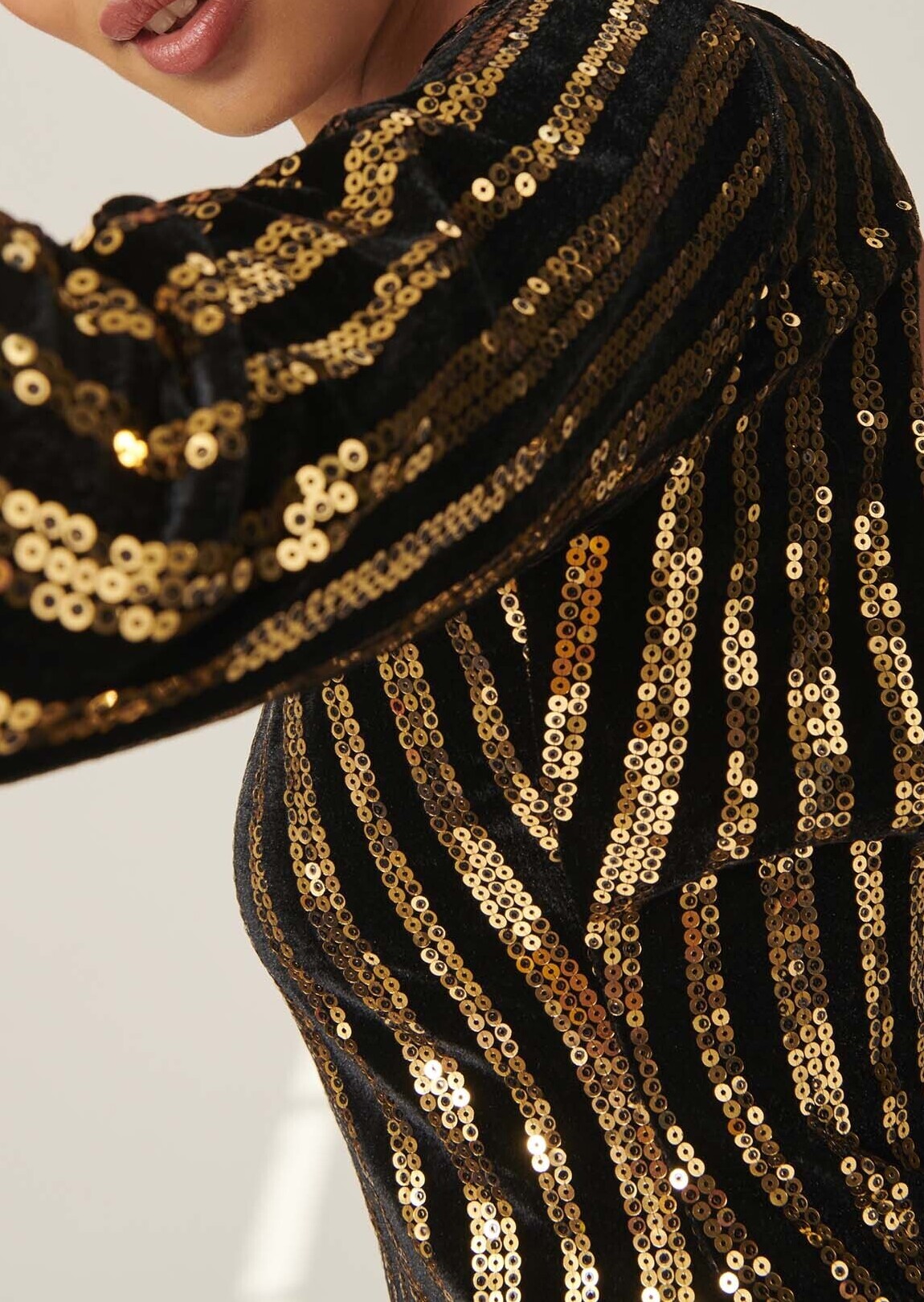 Robe Rory rayée noire et paillettes gold "blondie" Tara Jarmon seconde main photo 7
