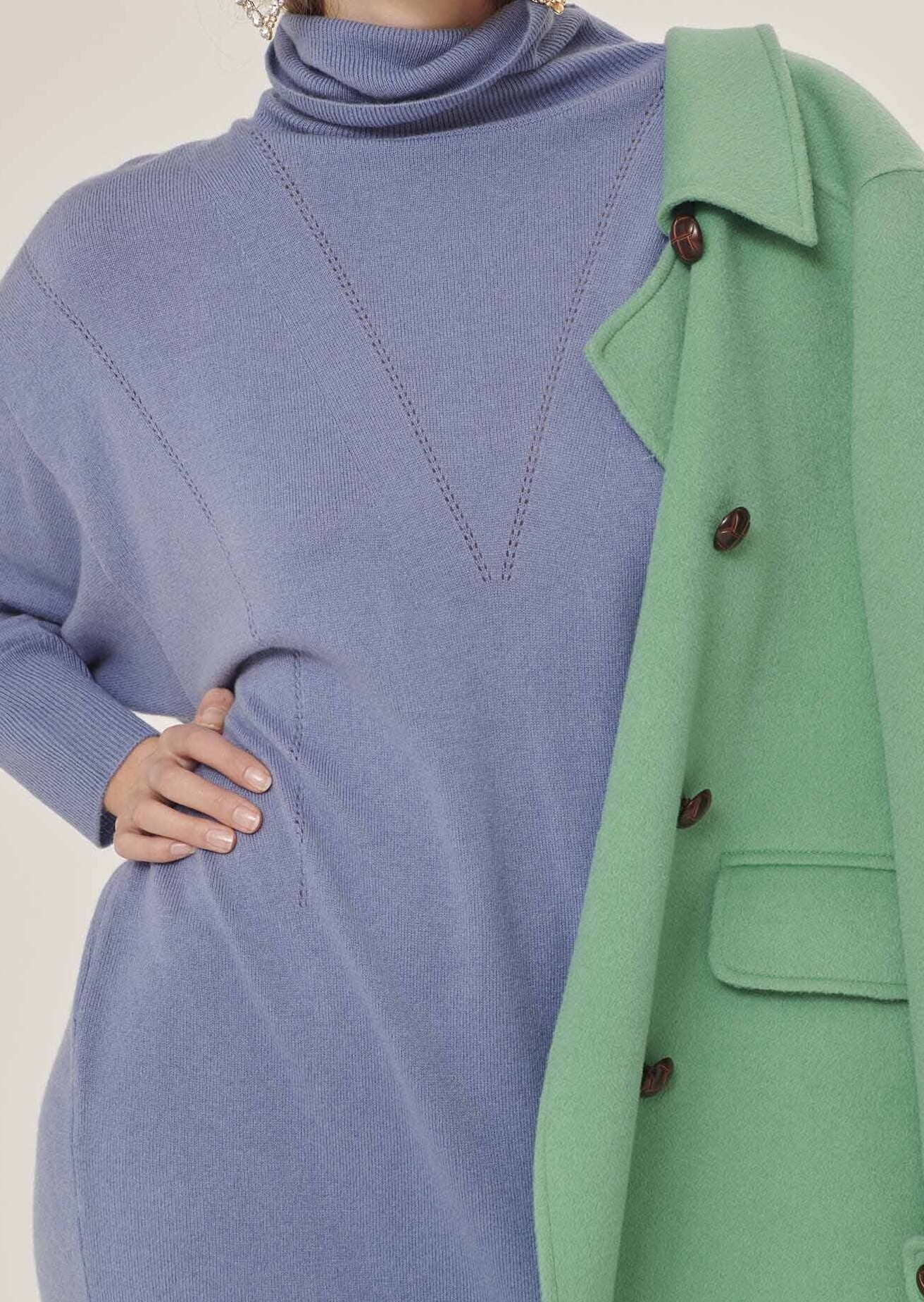 Robe pull Rybbi bleu pastel en merinos et cachemire Tara Jarmon seconde main photo 6