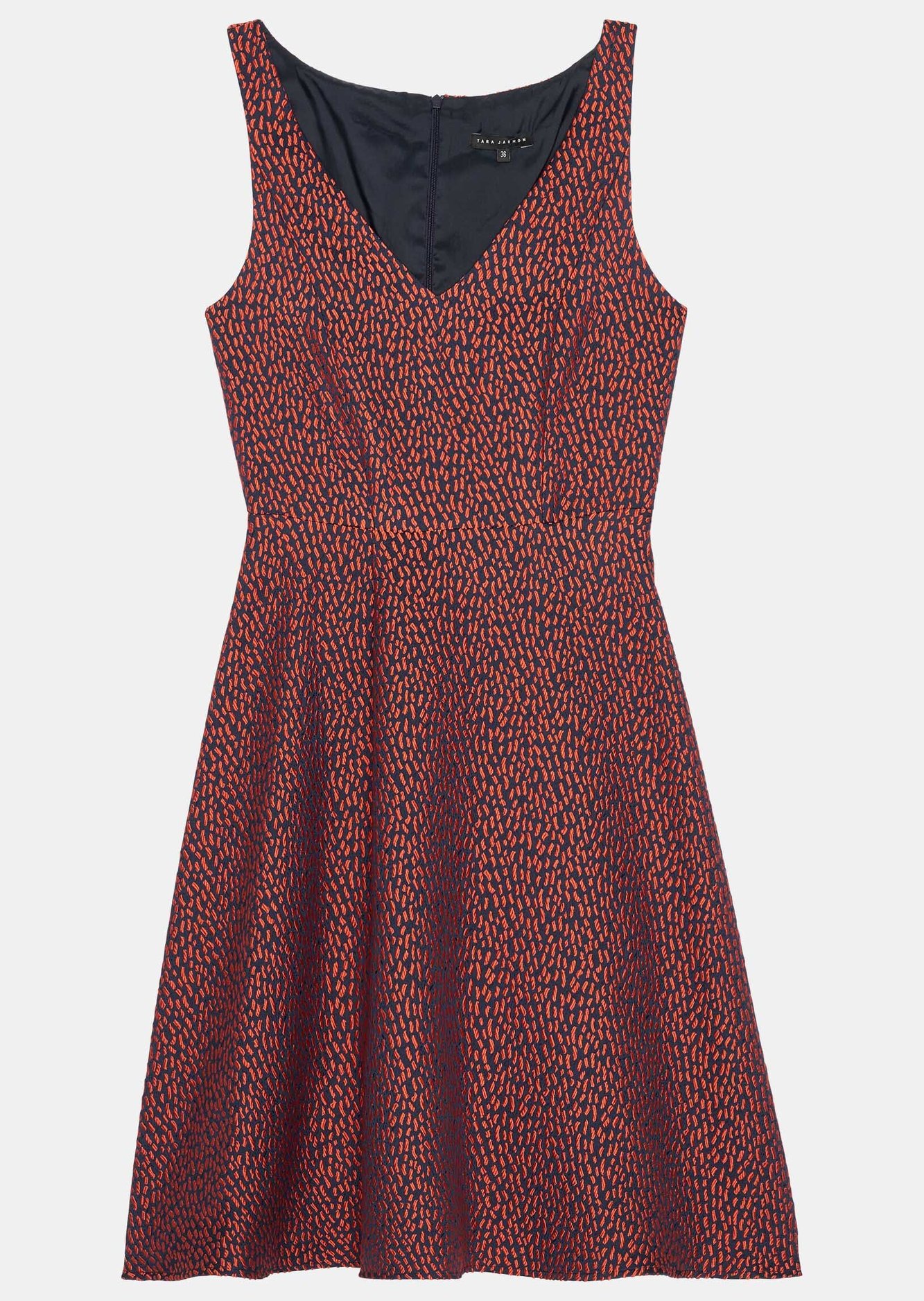 Robe courte bleu nuit en jacquard à pois Tara Jarmon seconde main photo 1