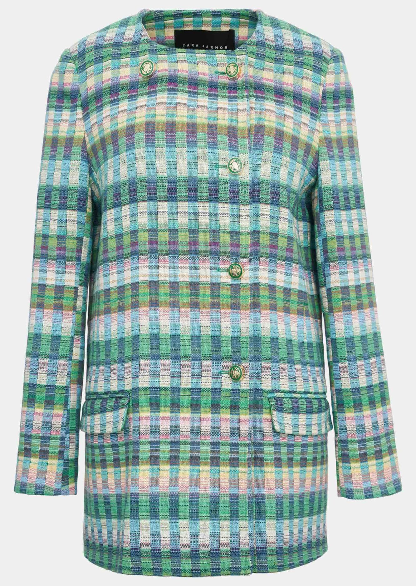 Manteau Maia vert en jacquard Tara Jarmon seconde main photo 1