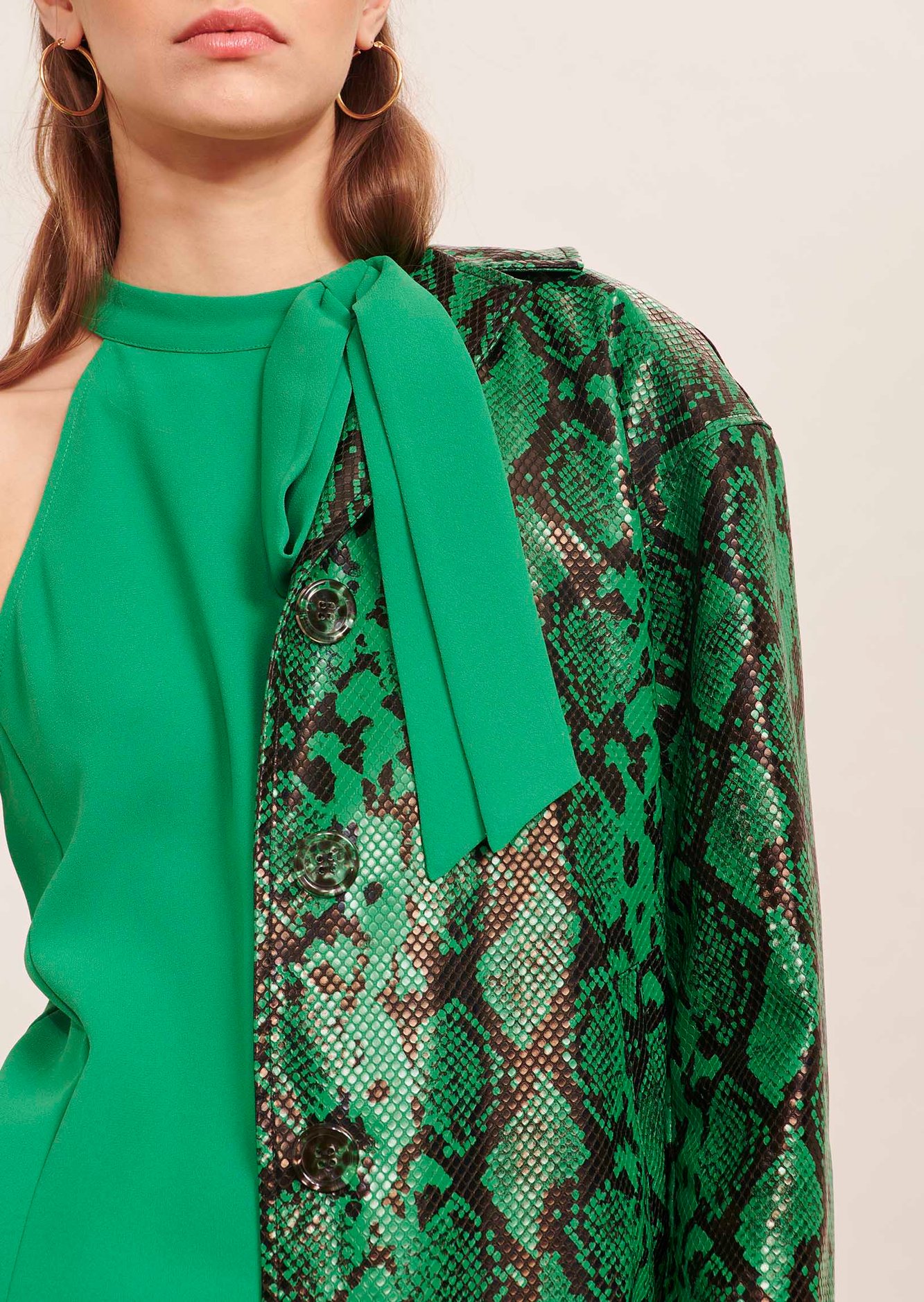 Manteau Manray vert motif python Tara Jarmon seconde main photo 5