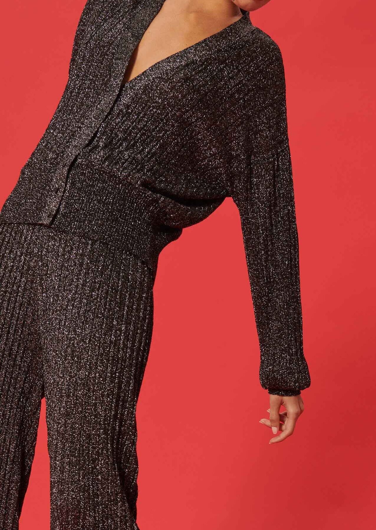 Gilet Galatee noir en maille fine lurex Tara Jarmon seconde main photo 2