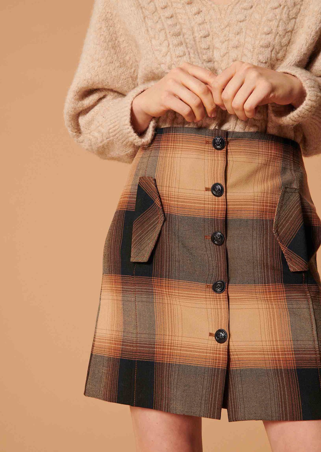 Jupe Jacomina marron en tartan Tara Jarmon seconde main photo 3