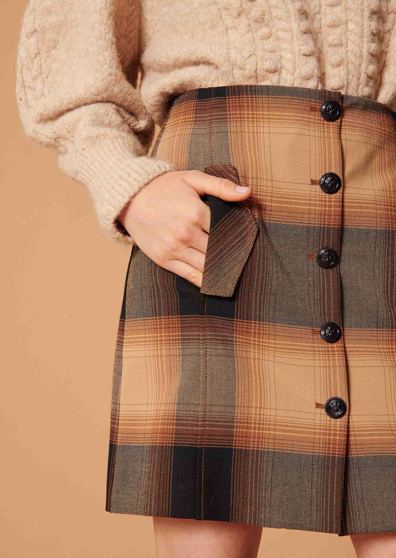 Jupe Jacomina marron en tartan Tara Jarmon seconde main photo 5