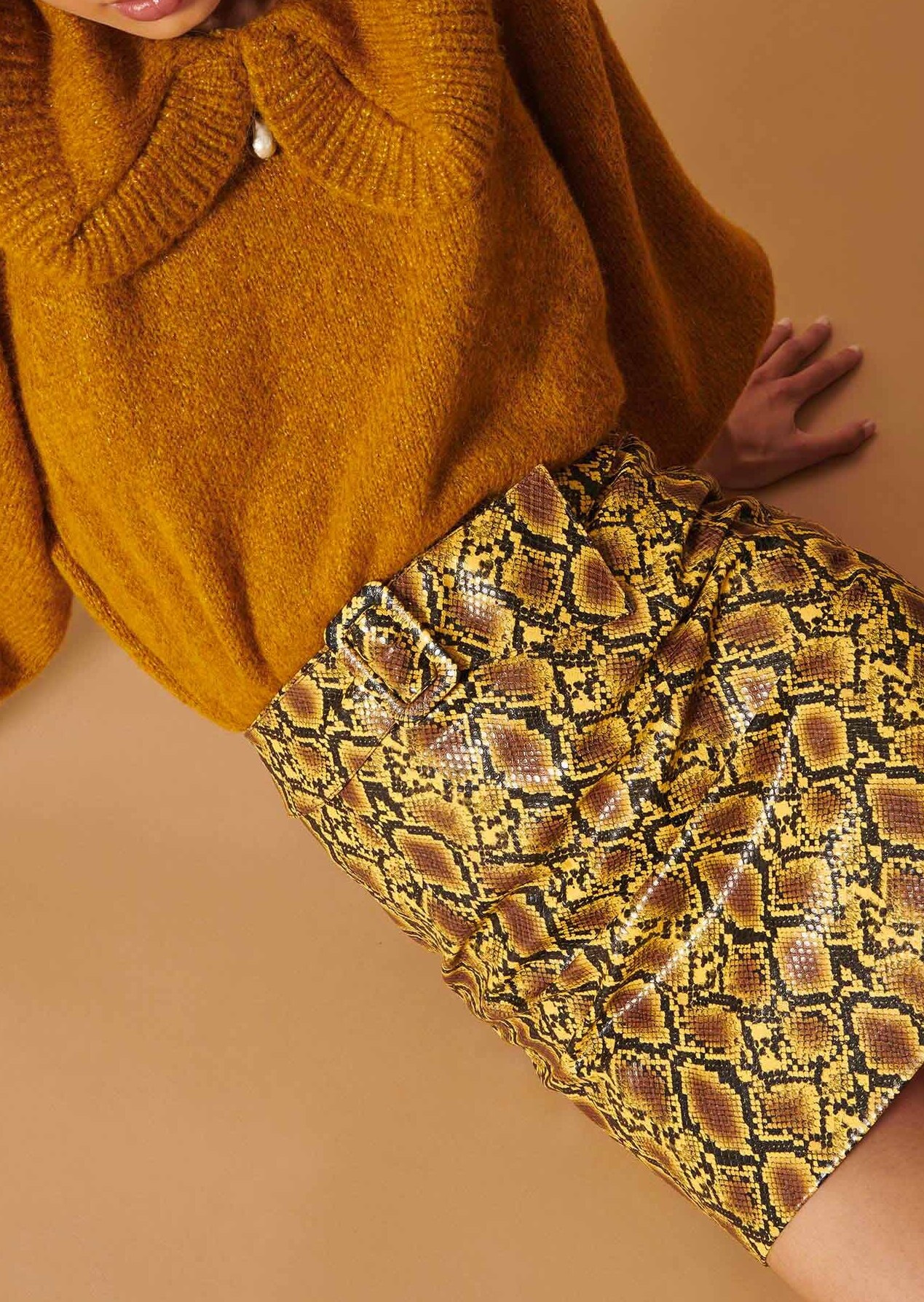 Jupe Jackpot jaune motif python Tara Jarmon seconde main photo 3