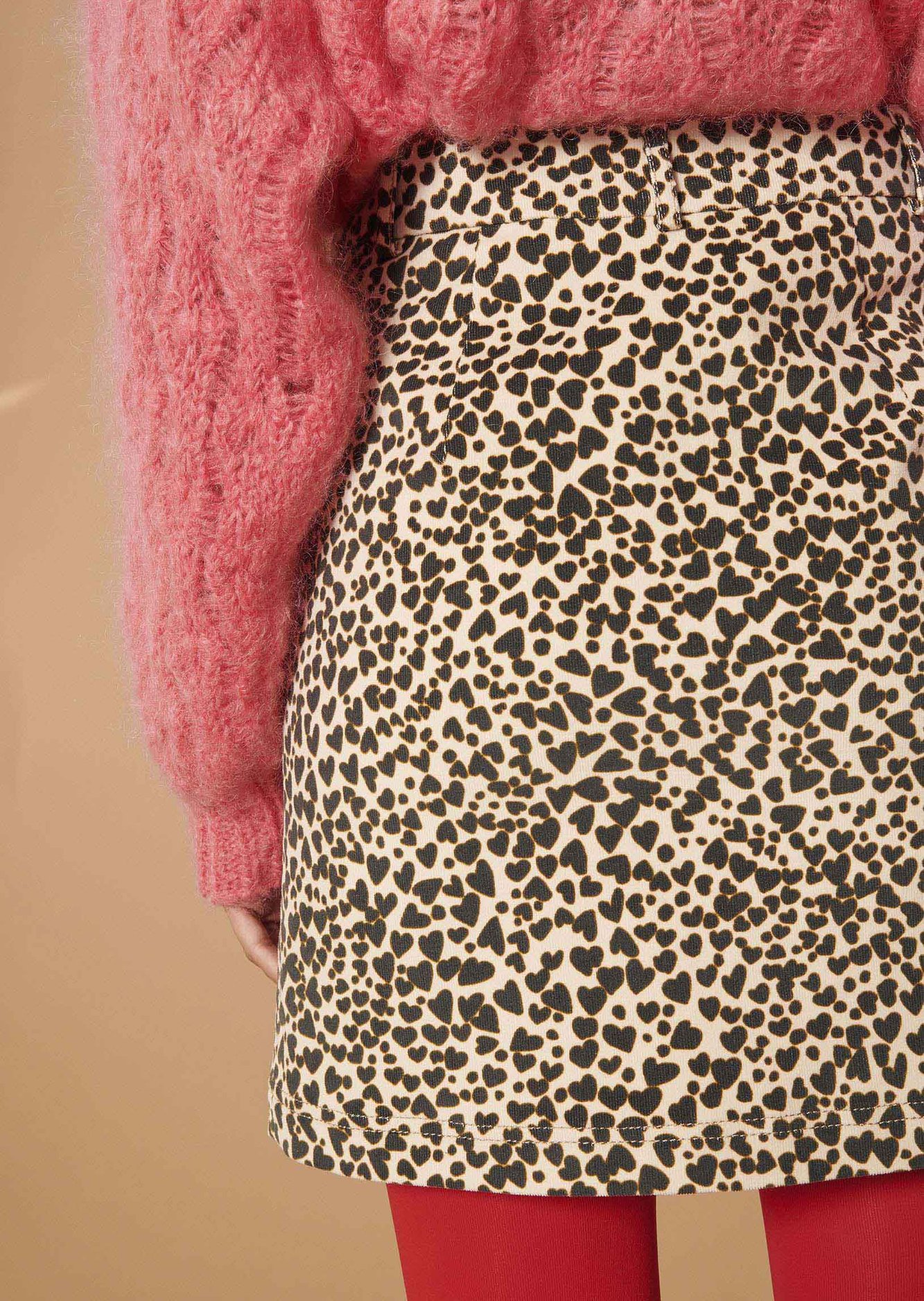Jupe Janella noire imprimé coeurs léopard en coton Tara Jarmon seconde main photo 5