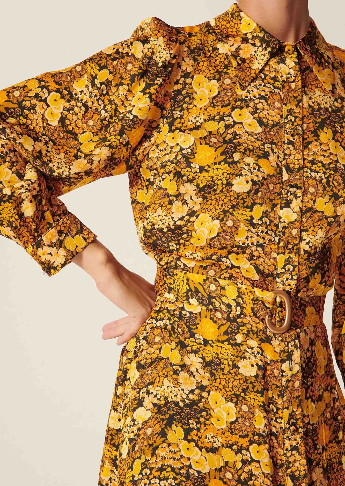 Robe Rolianne jaune imprimé fleurs Tara Jarmon seconde main photo 3