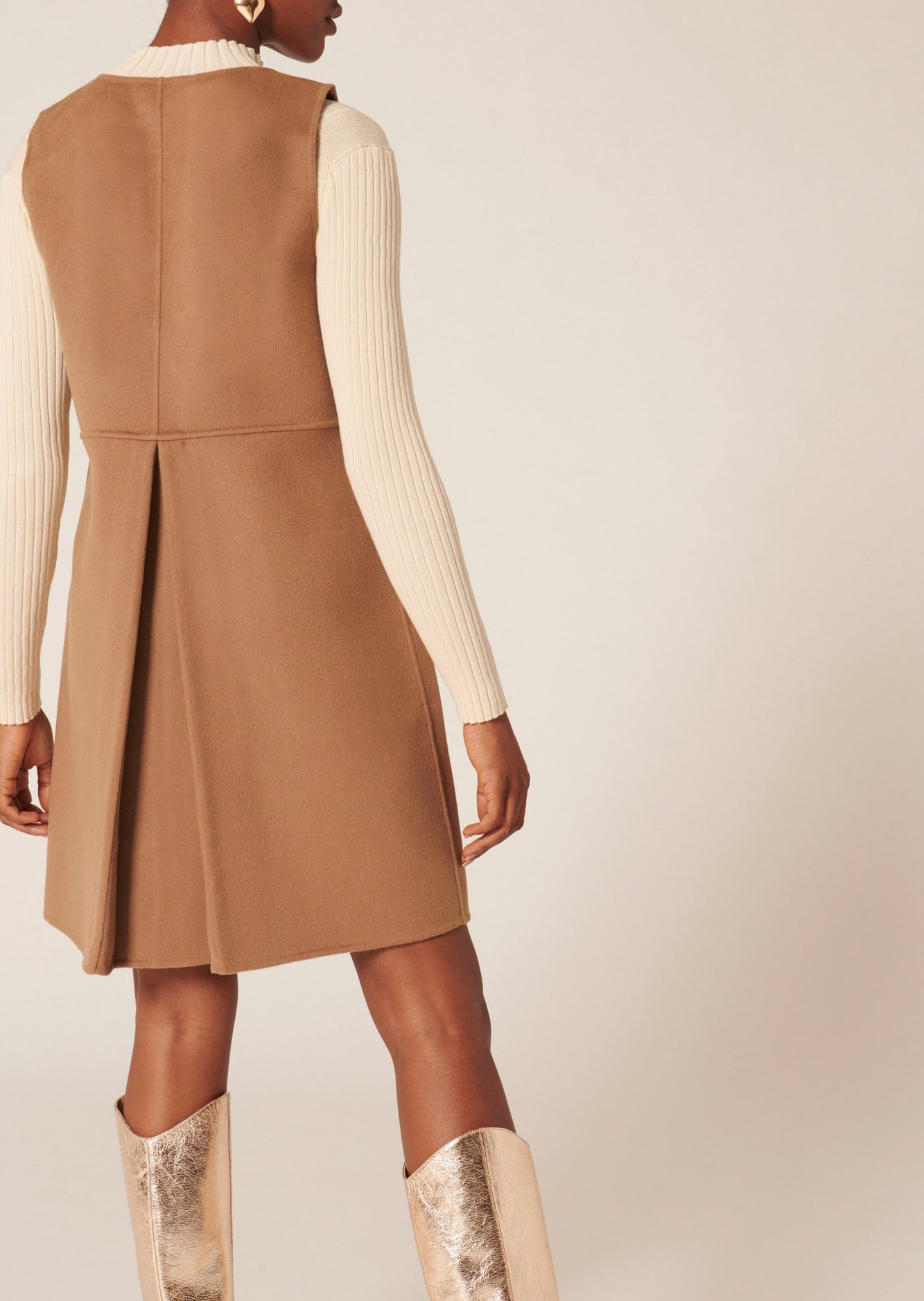 Robe Rutania camel en laine double face Tara Jarmon seconde main photo 6