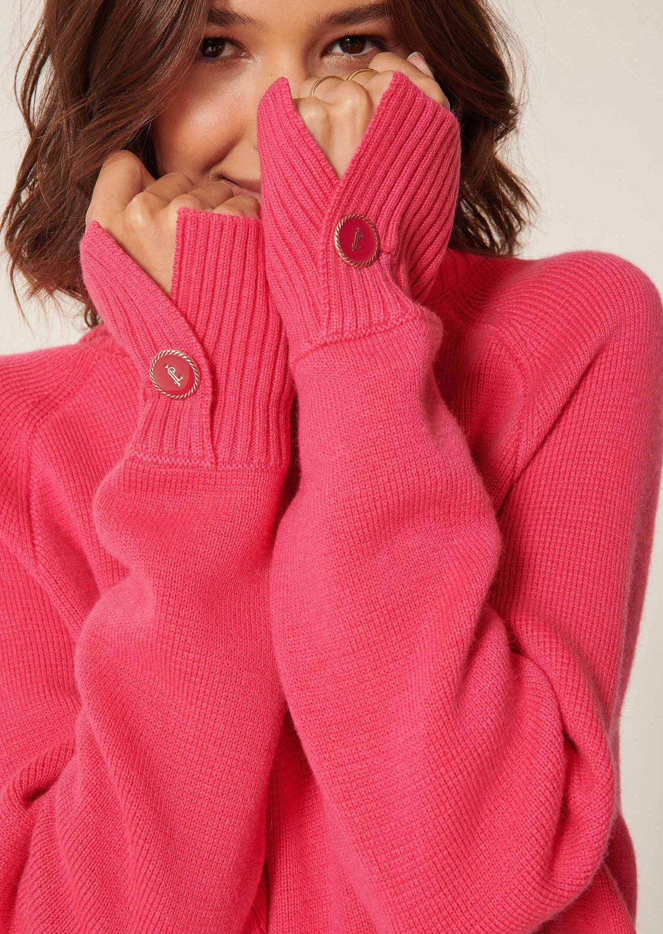 Robe pull Royale rose en laine Tara Jarmon seconde main photo 3