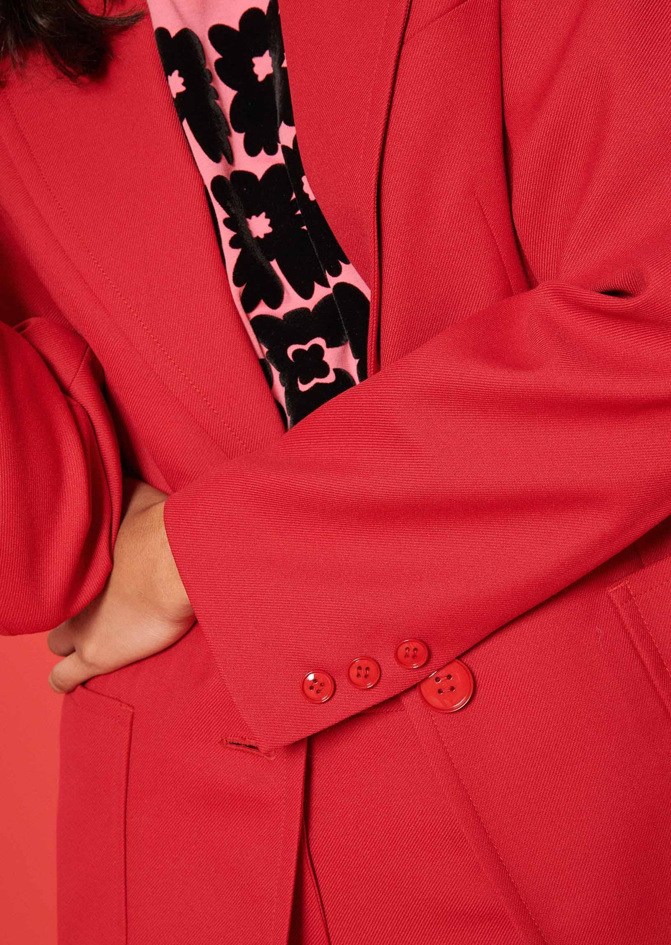 Veste Vienne bordeaux en toile tailleur Tara Jarmon seconde main photo 3