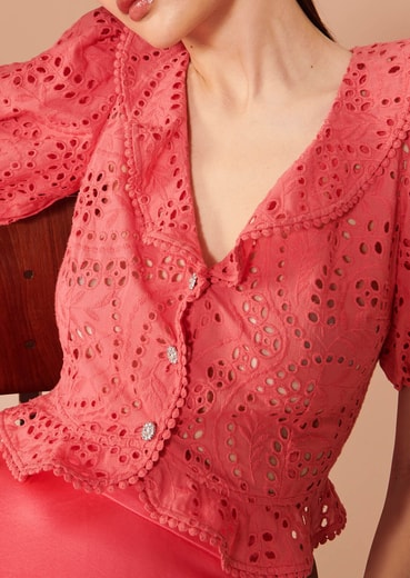 Chemise Carine rose en broderie Tara Jarmon seconde main photo 2