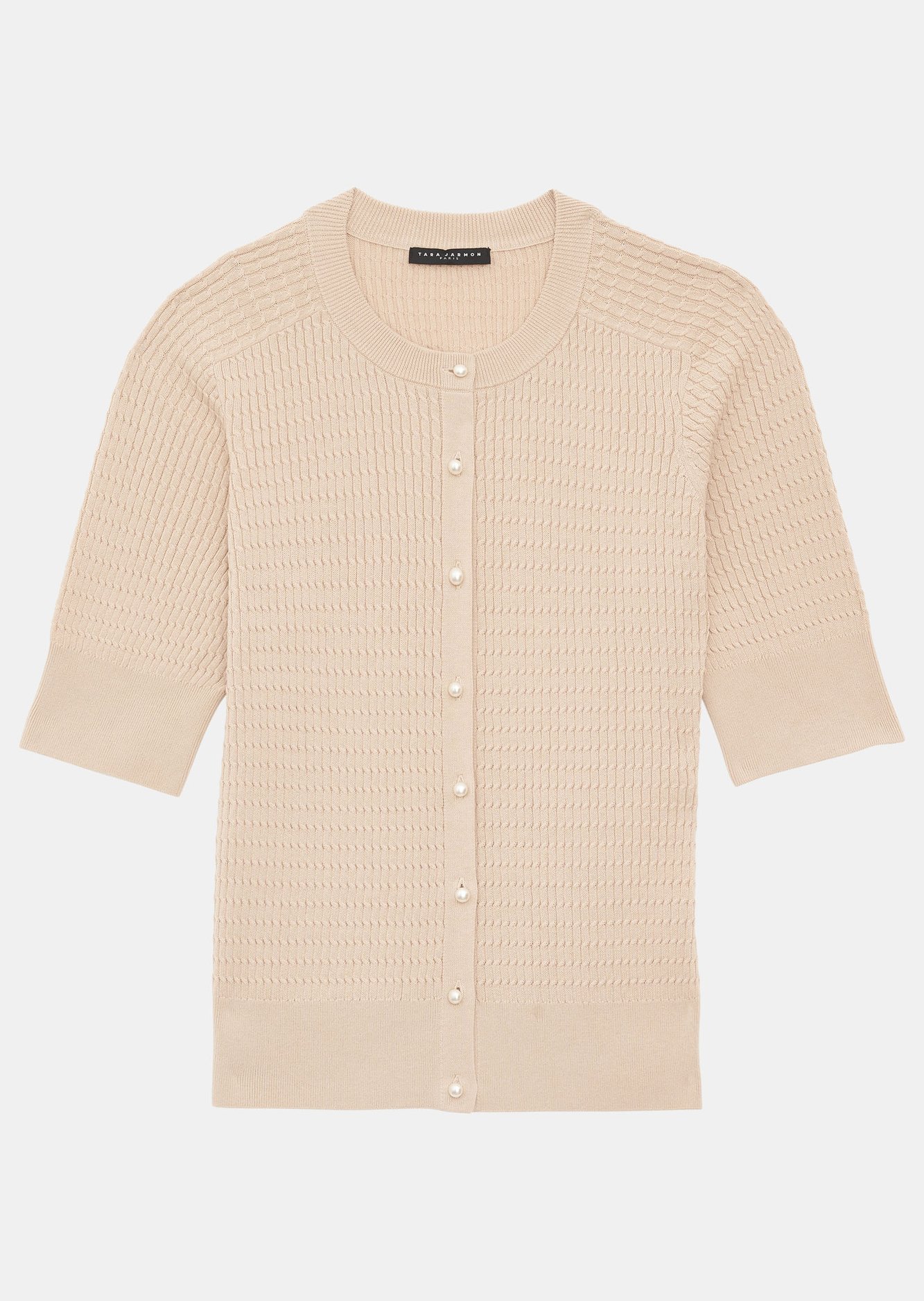 Gilet Gabrielle beige en coton extrafin Tara Jarmon seconde main photo 6