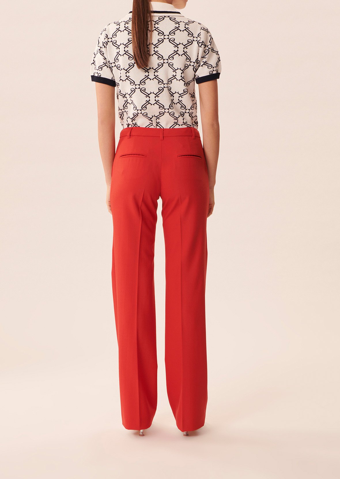 Pantalon Patti rouge en laine froide Tara Jarmon seconde main photo 5