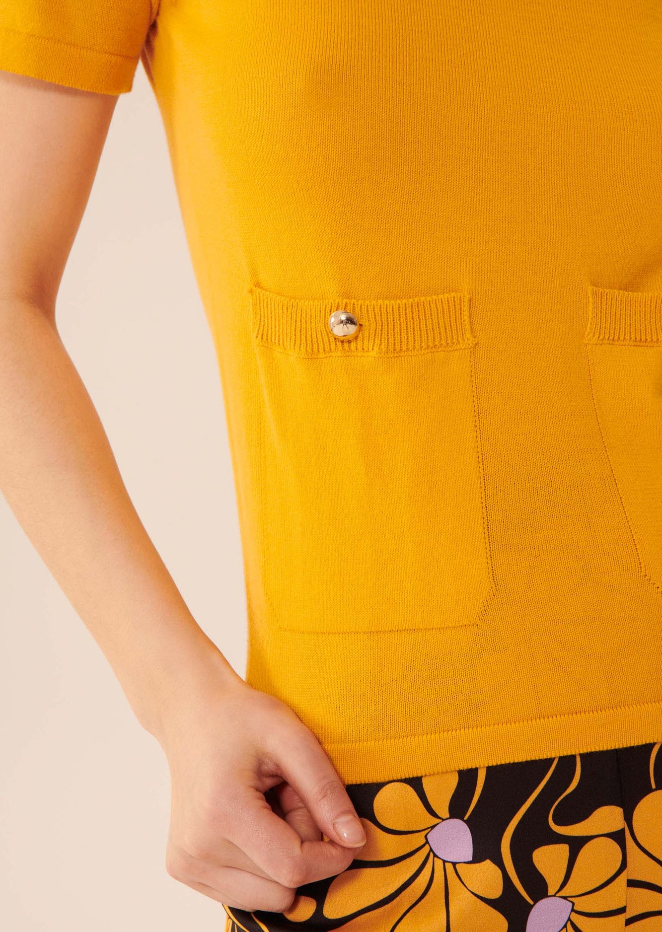 Pull Ponna jaune en coton fin Tara Jarmon seconde main photo 4