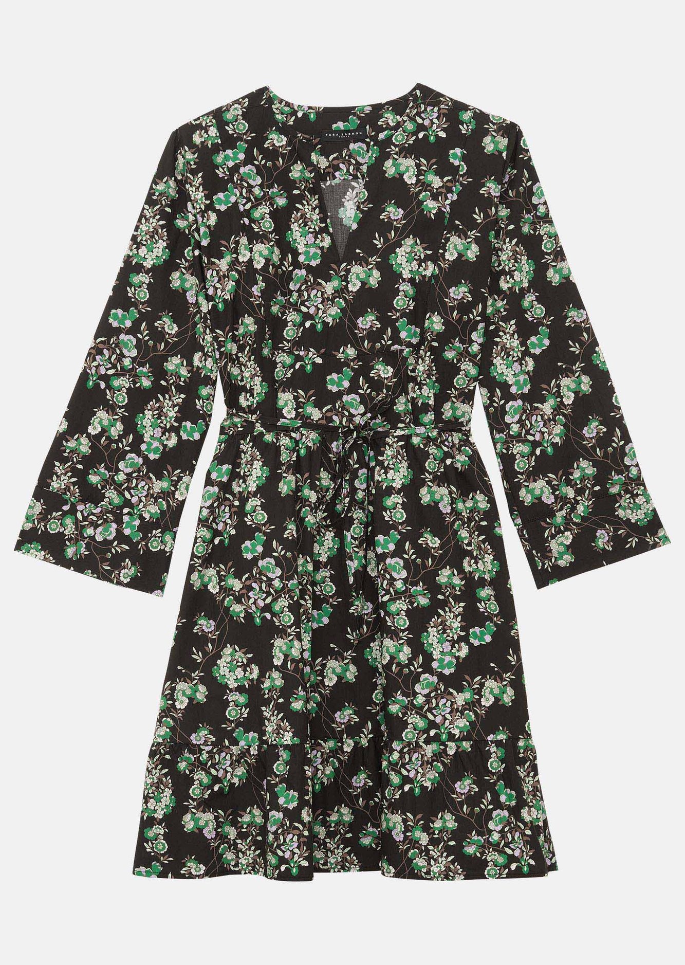 Robe Reba noire imprimé fleuri en coton Tara Jarmon seconde main photo 1