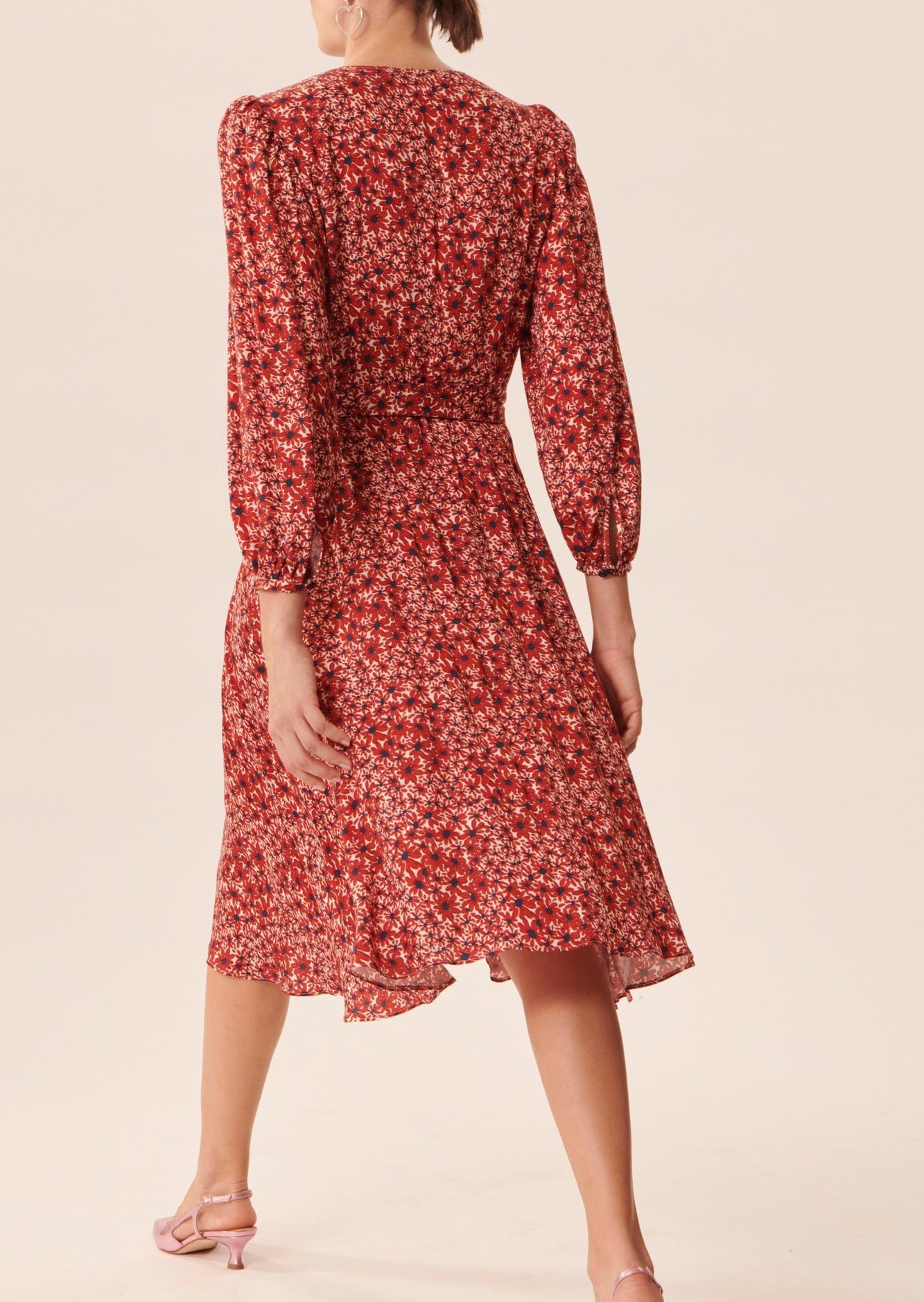 Robe Raphael rouge imprimé petites fleurs Tara Jarmon seconde main photo 7