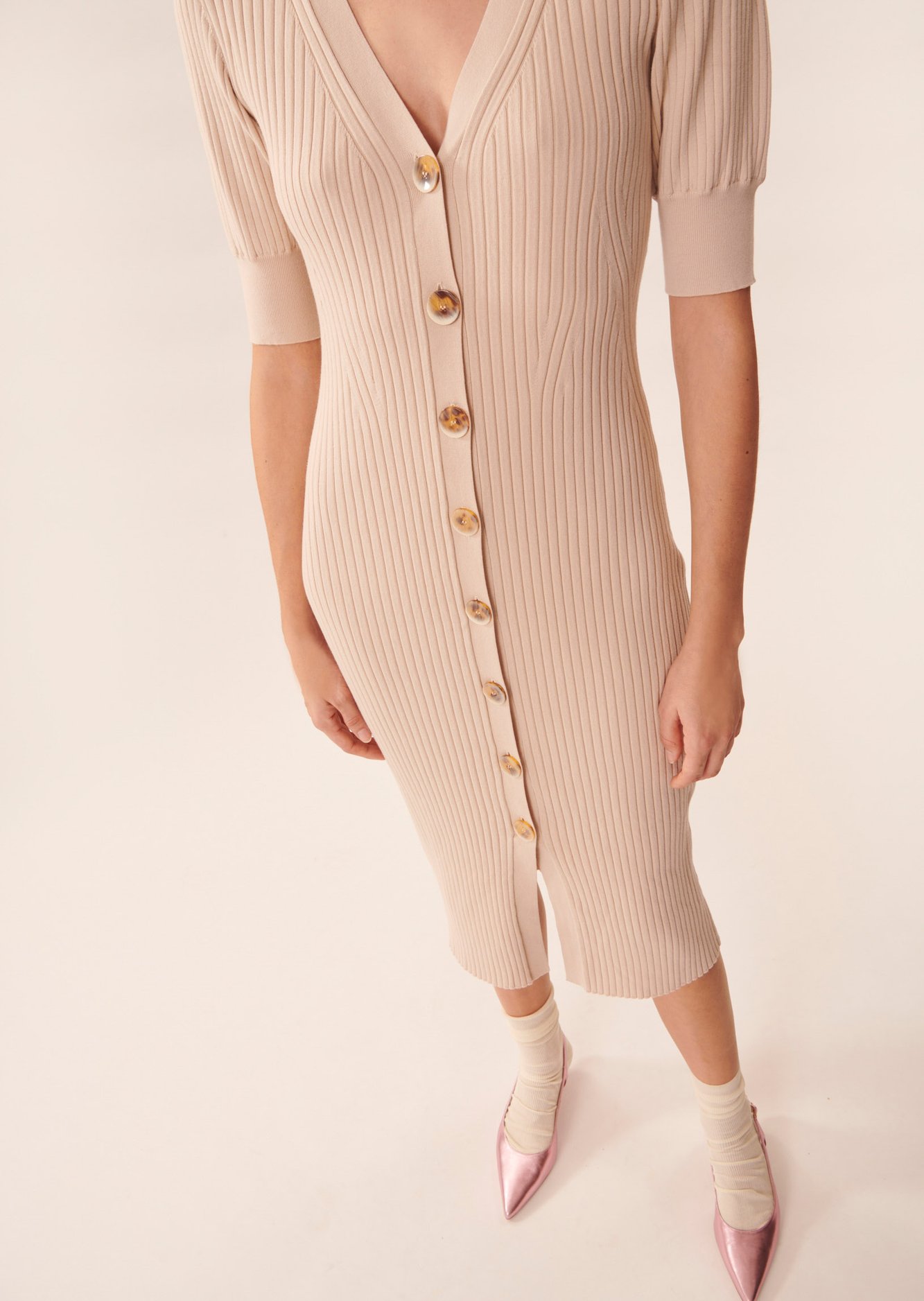 Robe Raphaelle beige en coton extrafin Tara Jarmon seconde main photo 5
