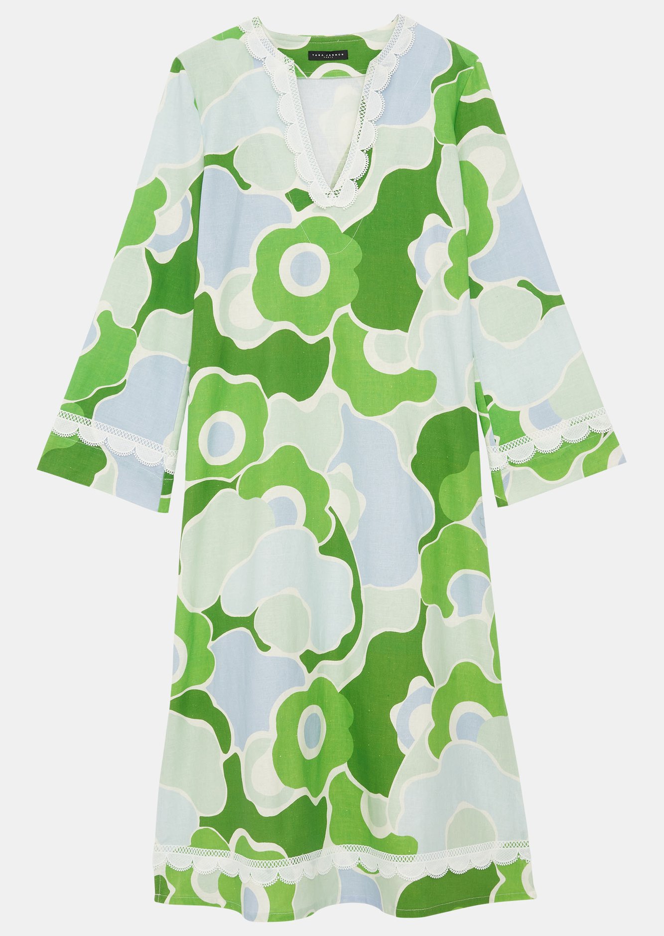 Robe Riad verte imprimé à fleurs en coton Tara Jarmon seconde main photo 1