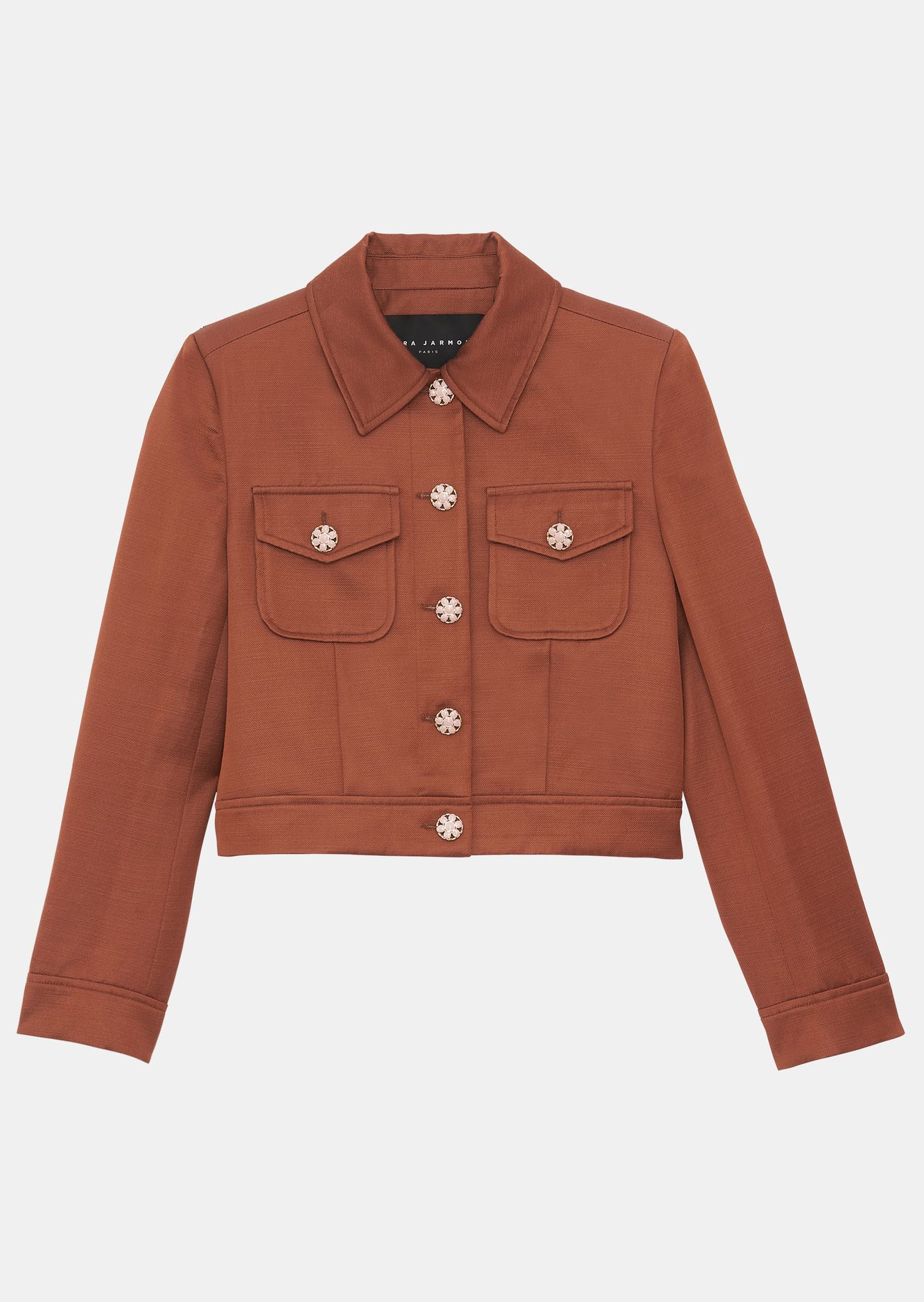 Veste Vascano marron en coton satiné Tara Jarmon seconde main photo 1