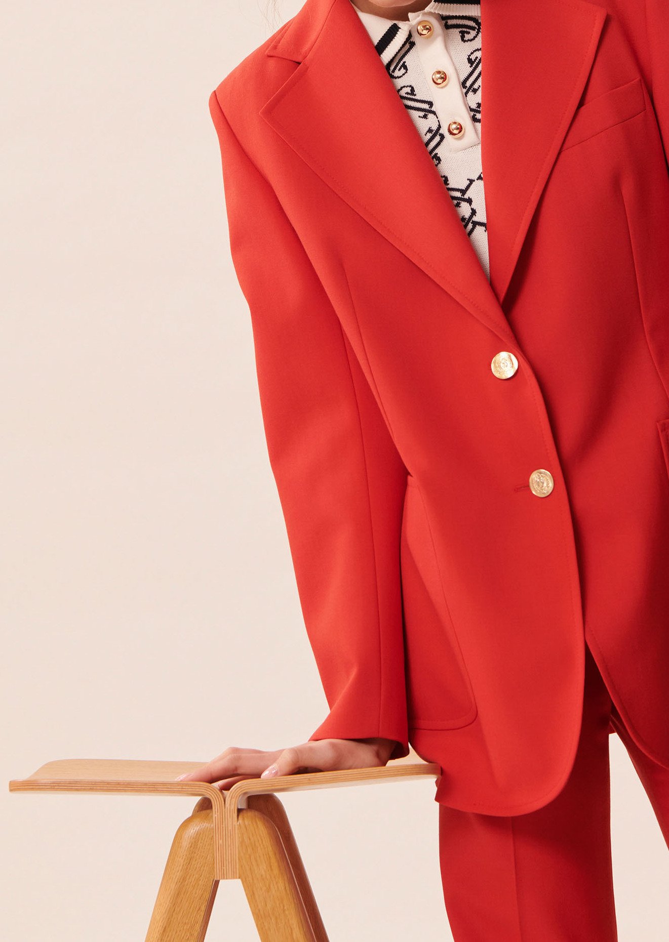 Veste Venus rouge en laine froide Tara Jarmon seconde main photo 2