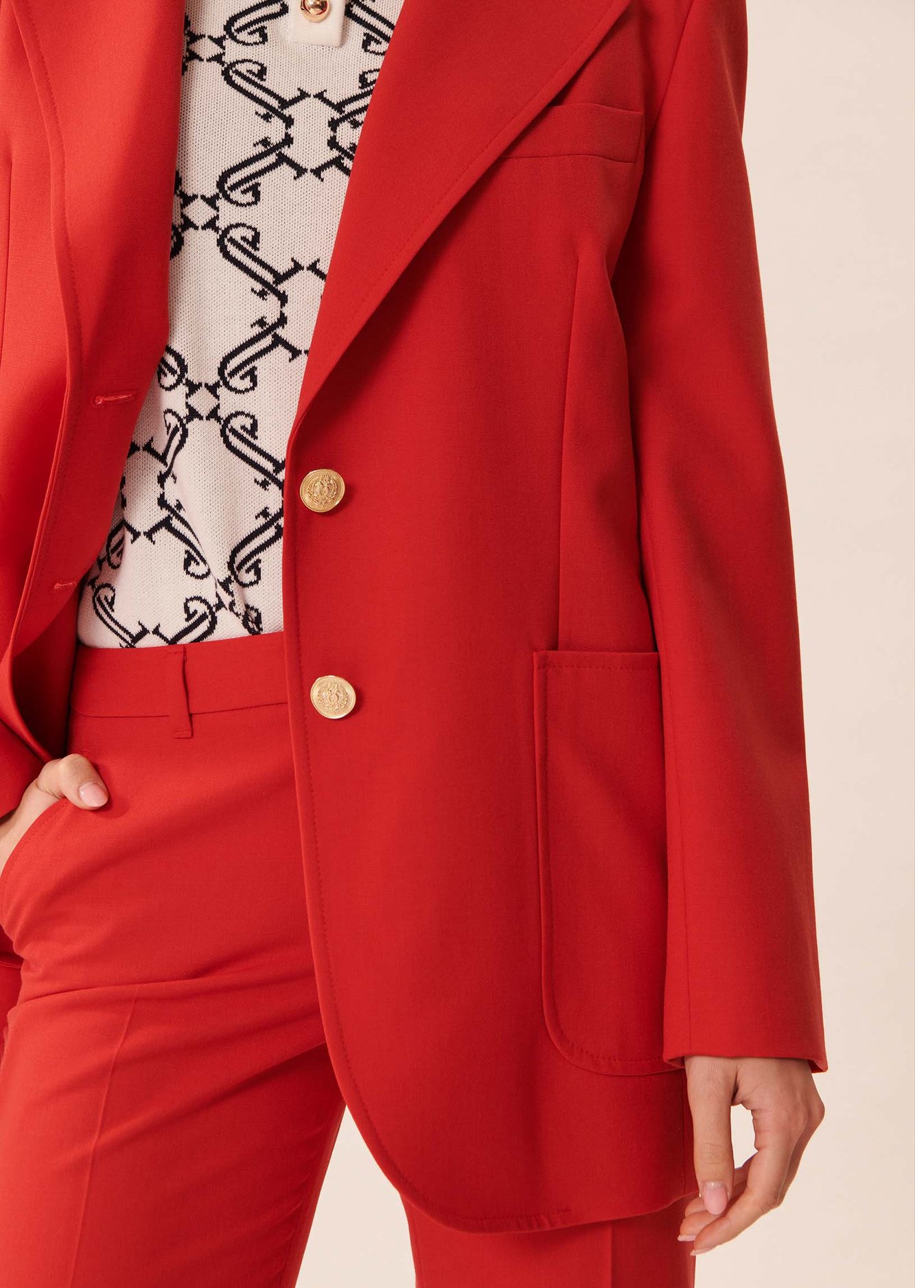 Veste Venus rouge en laine froide Tara Jarmon seconde main photo 4