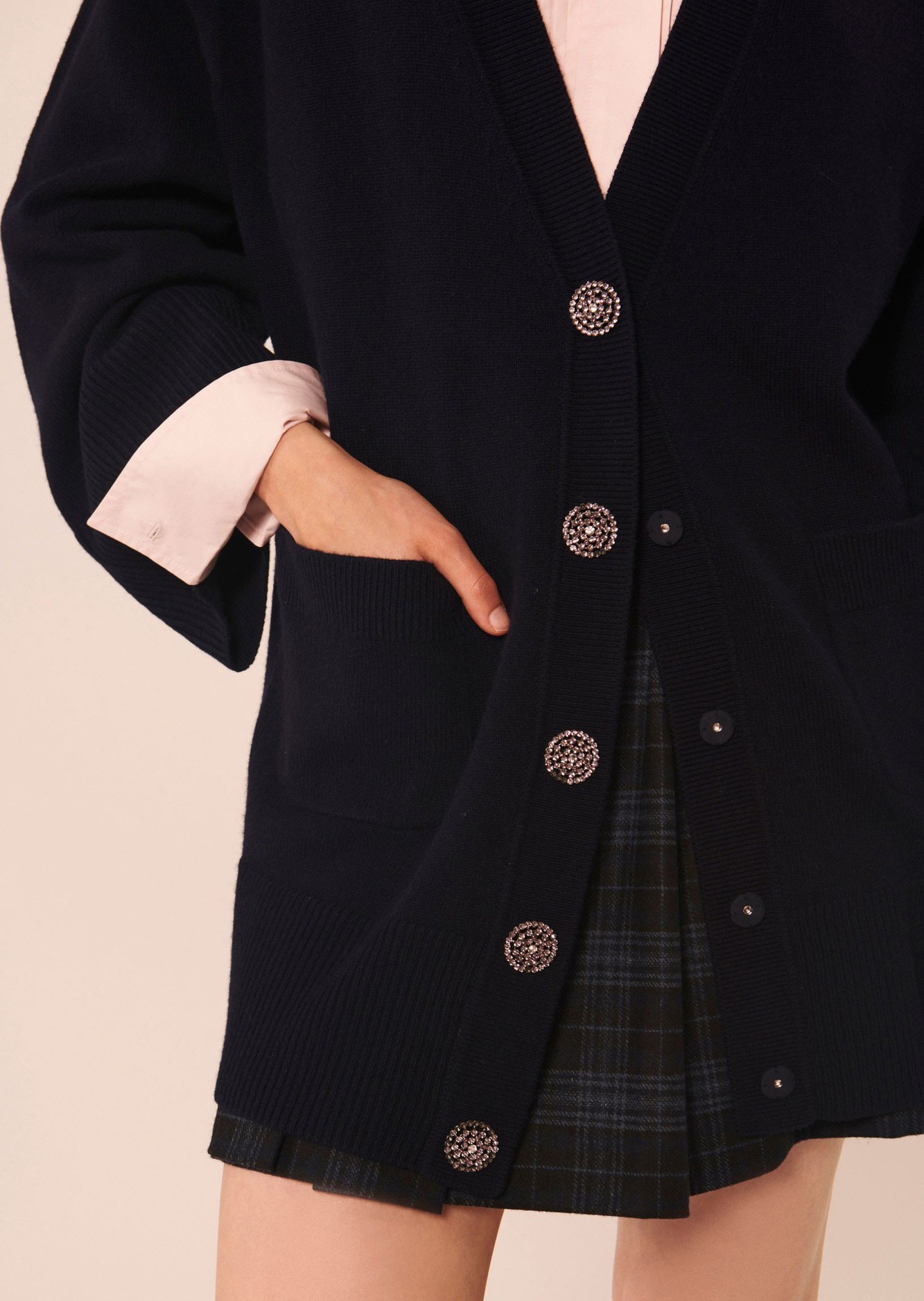 Gilet Ginger bleu nuit en laine Tara Jarmon seconde main photo 4