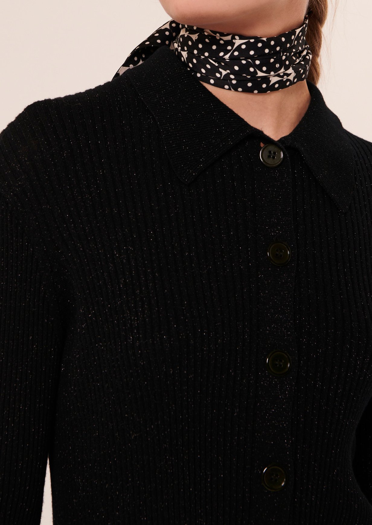 Cardigan Glossie noir en laine et lurex Tara Jarmon seconde main photo 2