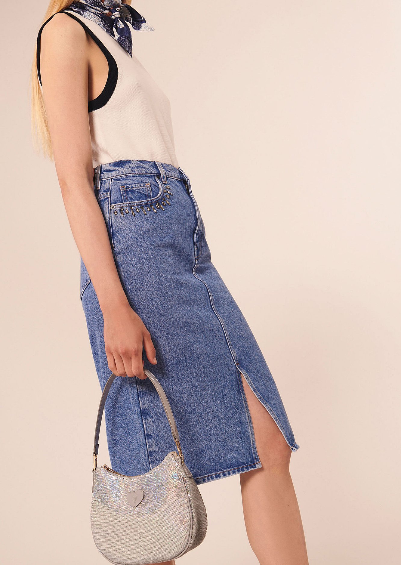 Jupe Jackie bleu en denim Tara Jarmon seconde main photo 2