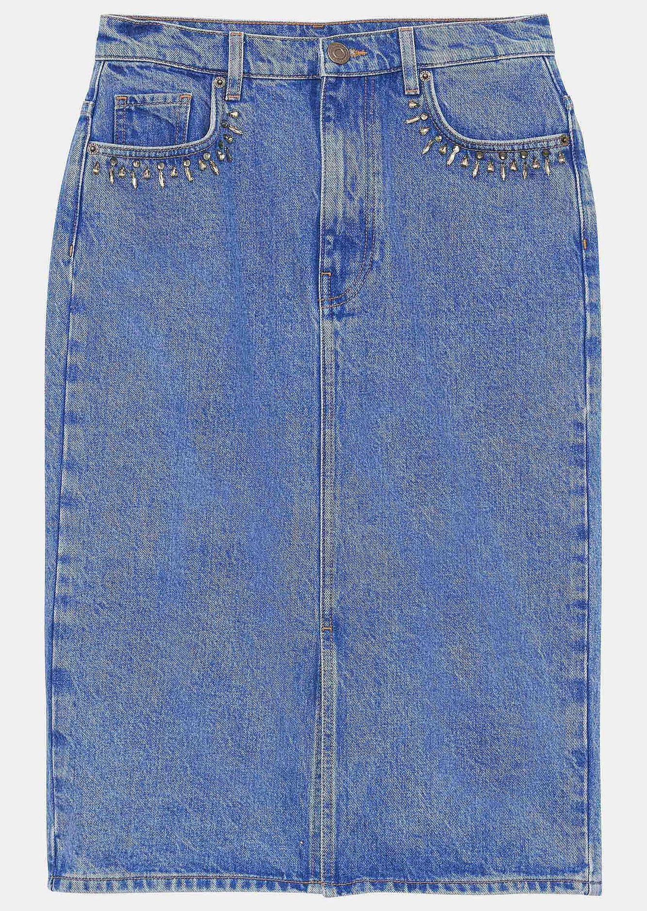 Jupe Jackie bleu en denim Tara Jarmon seconde main photo 1