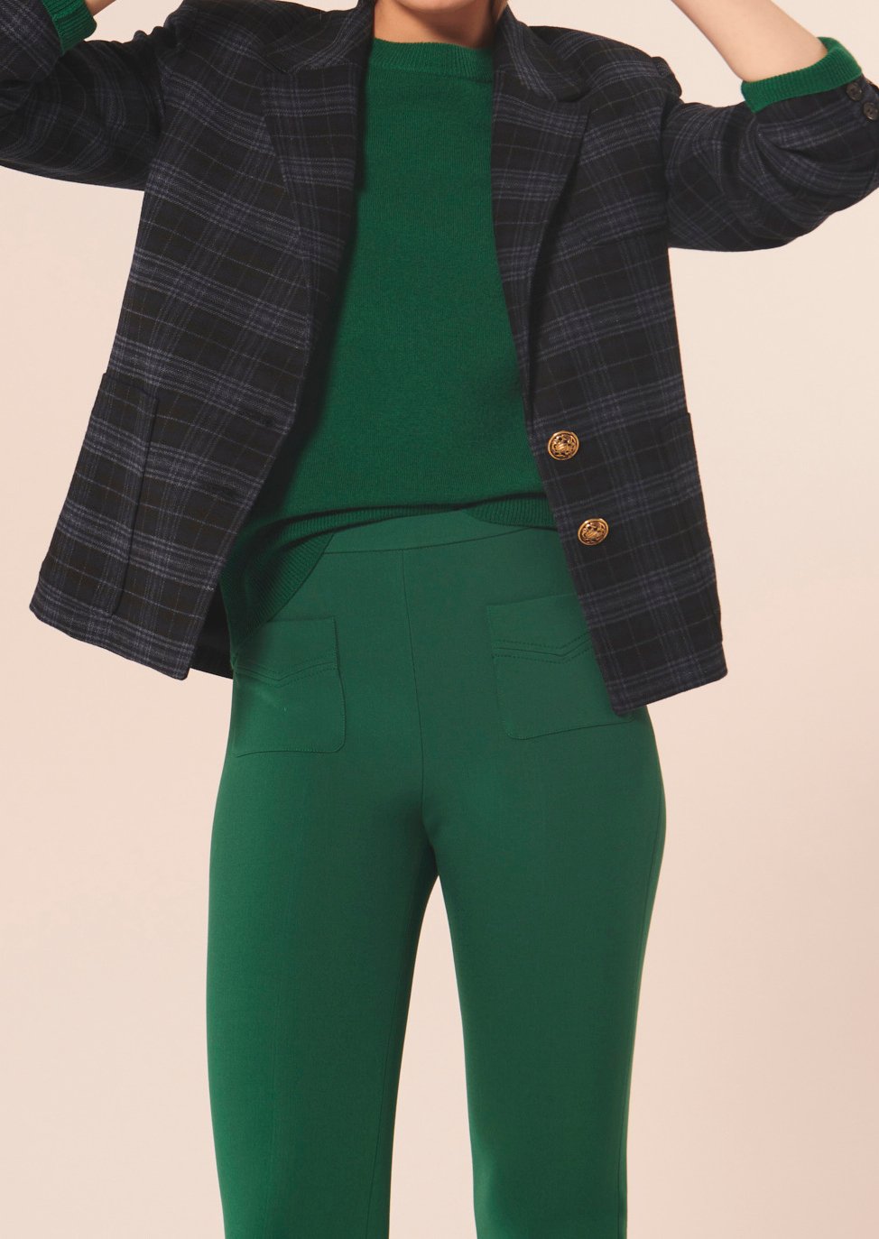 Pantalon Pearl vert en toile double Tara Jarmon seconde main photo 2