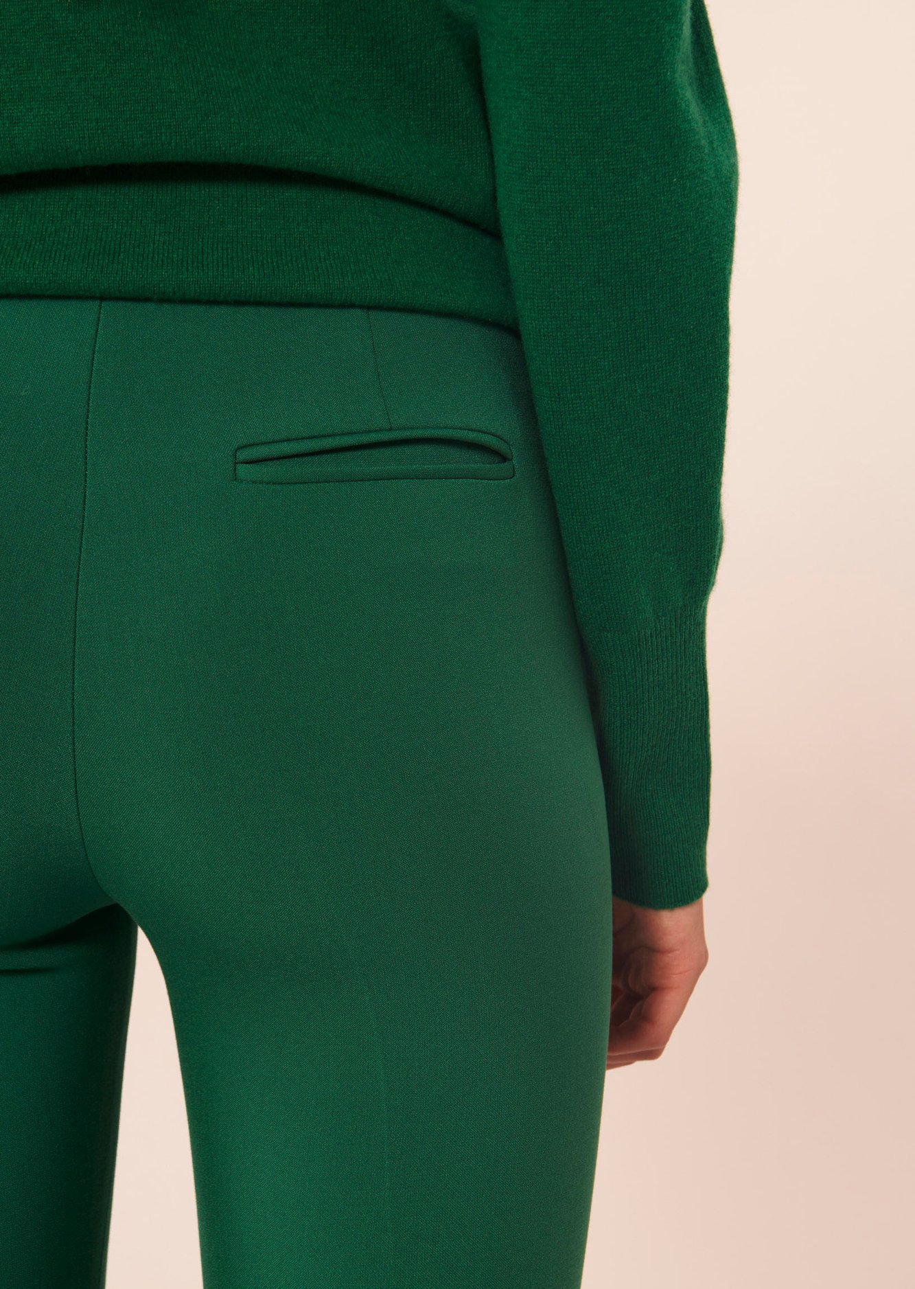 Pantalon Pearl vert en toile double Tara Jarmon seconde main photo 4