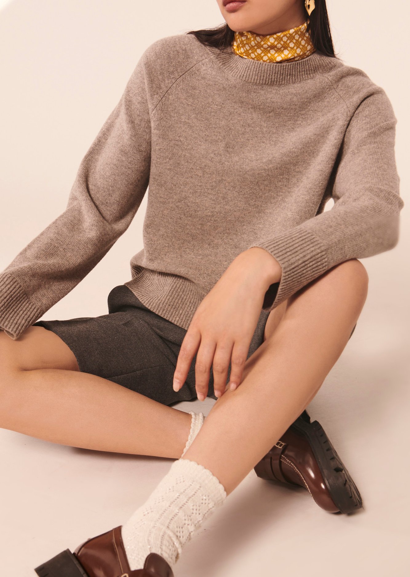 Pull Pema beige en laine merinos et alpaga Tara Jarmon seconde main photo 3