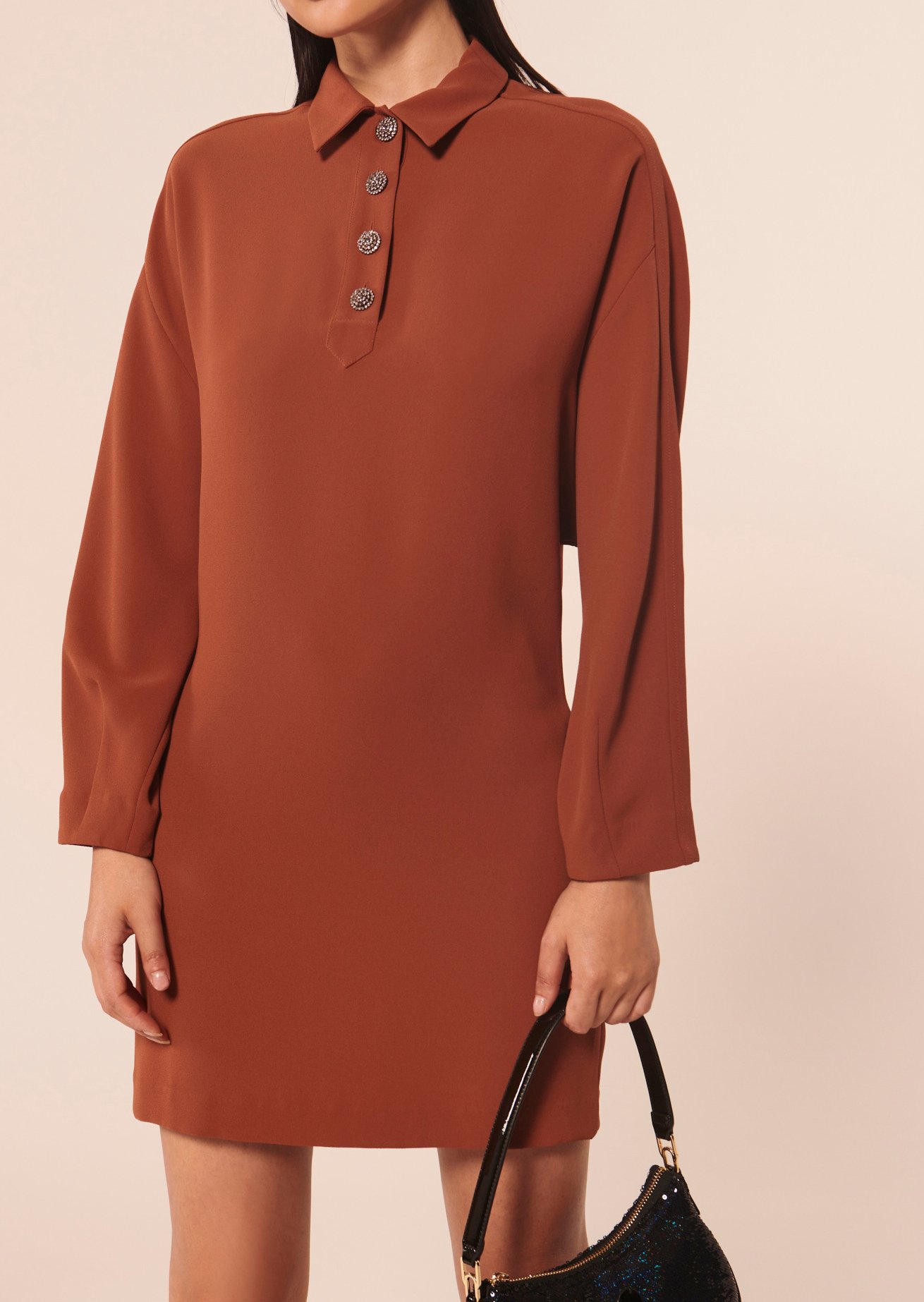 Robe Reva marron en crêpe Tara Jarmon seconde main photo 1