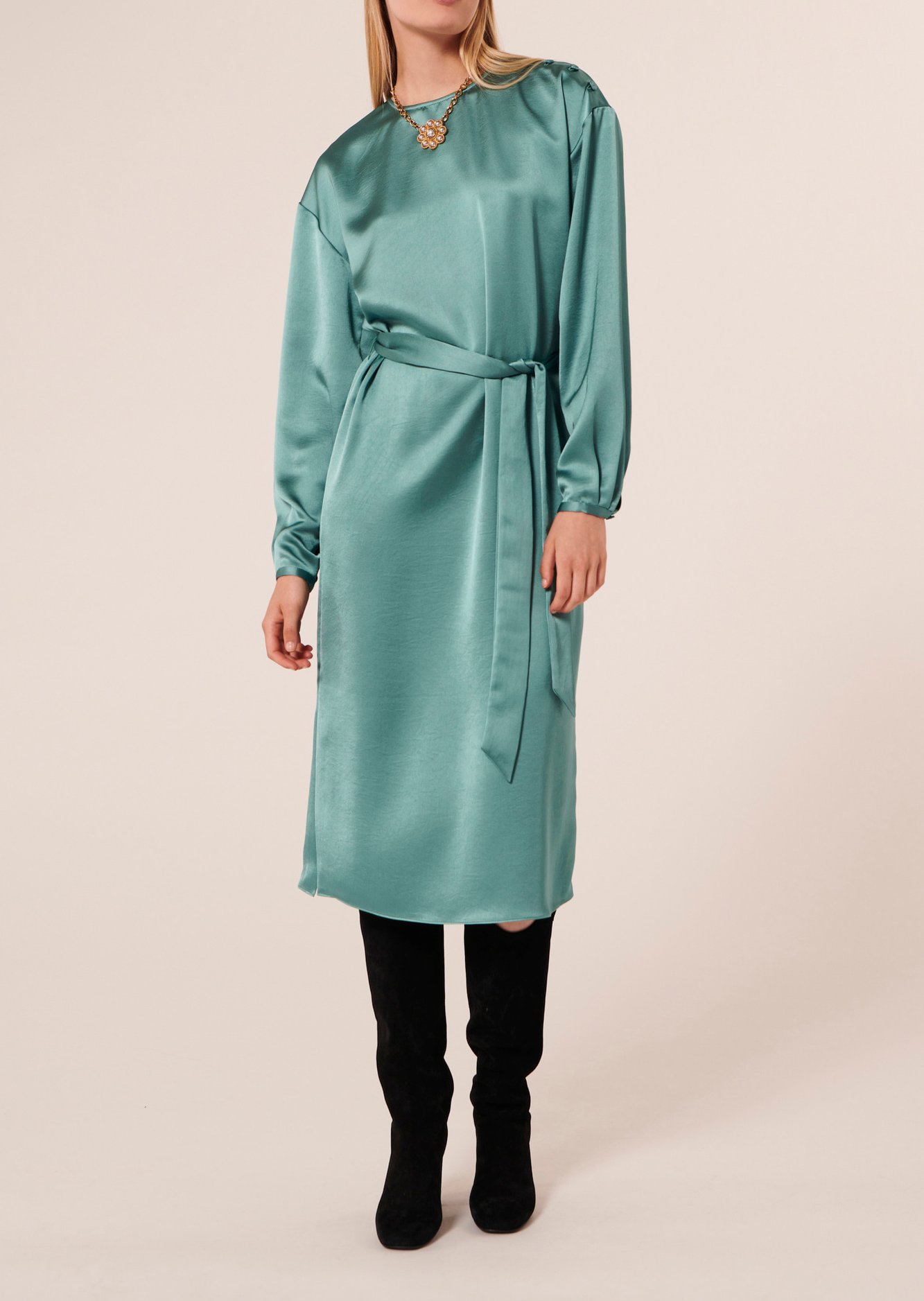 Robe Ruby bleue en satin fluide Tara Jarmon seconde main photo 1