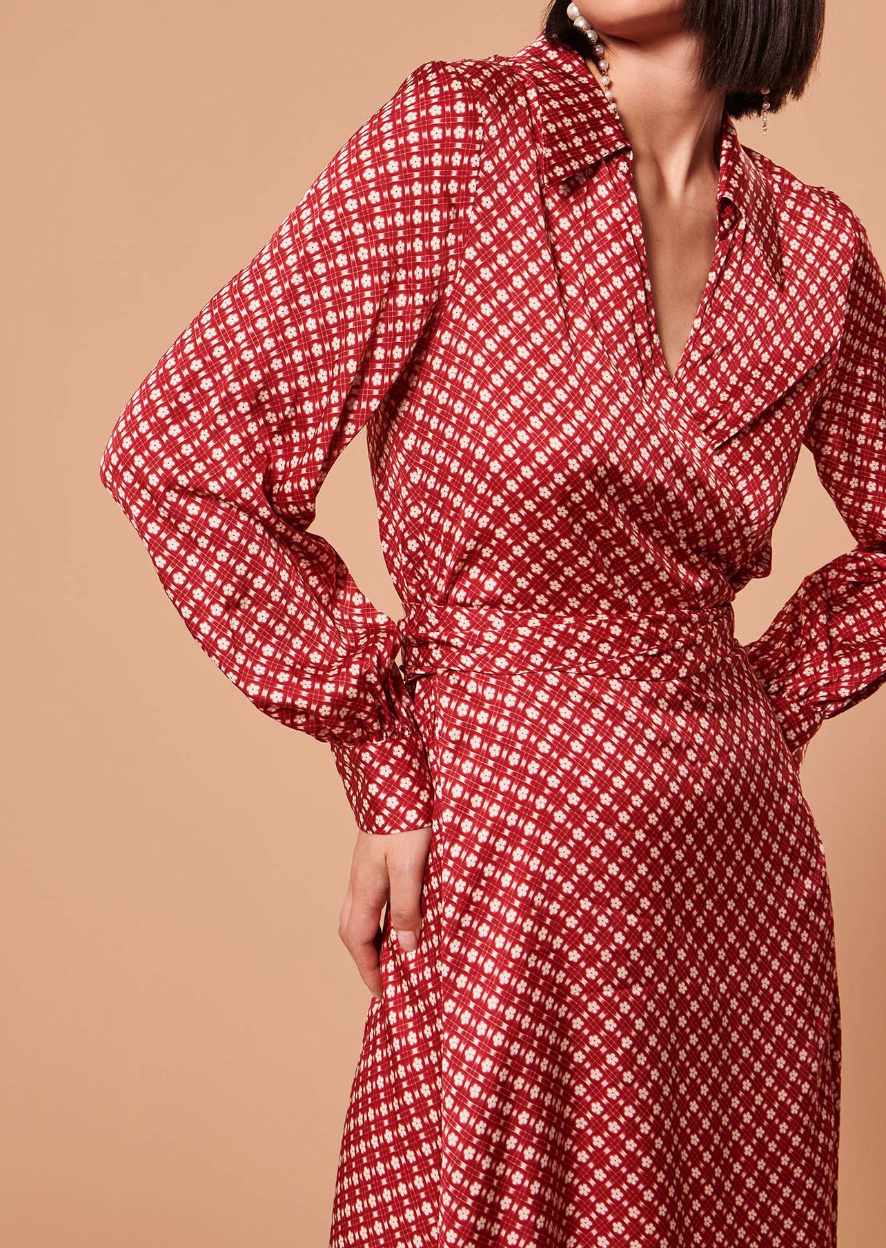 Robe Roselita rouge imprimé fleurs Tara Jarmon seconde main photo 4