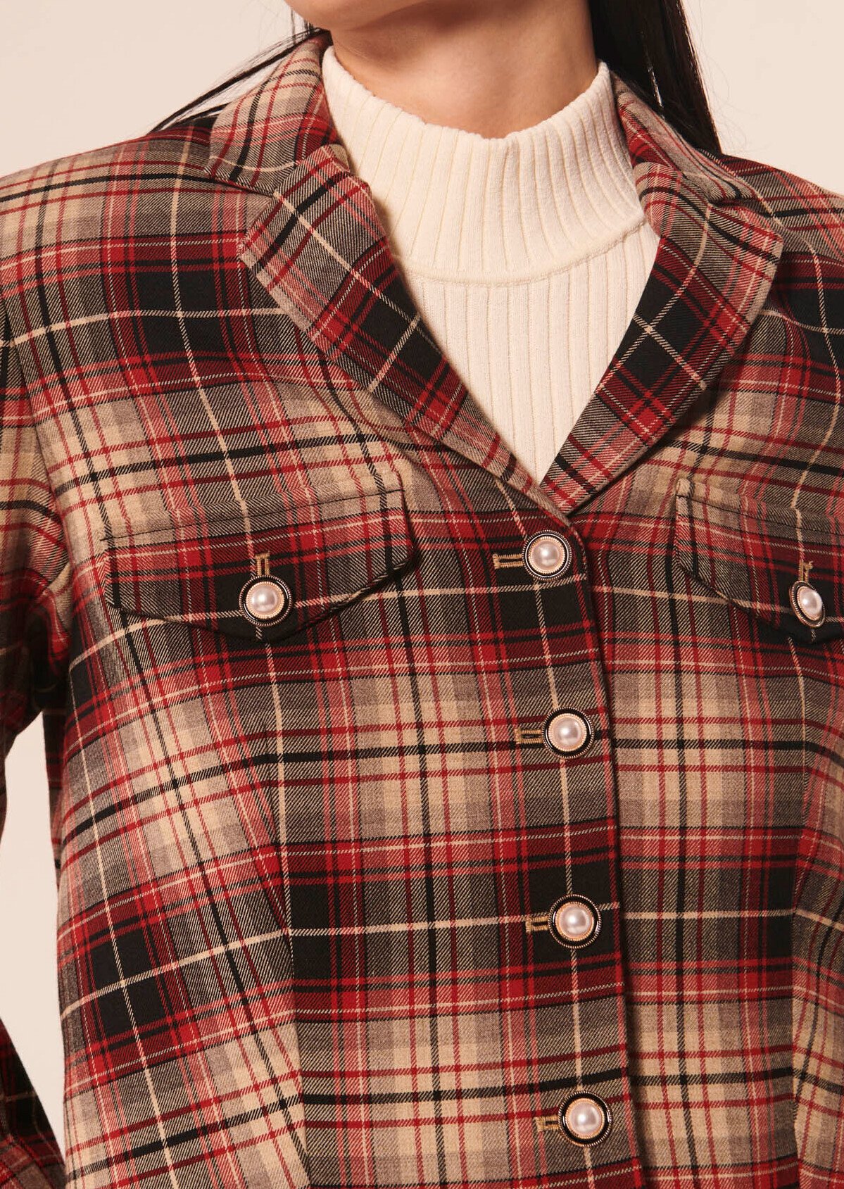 Veste Vivick rouge en tartan Tara Jarmon seconde main photo 2
