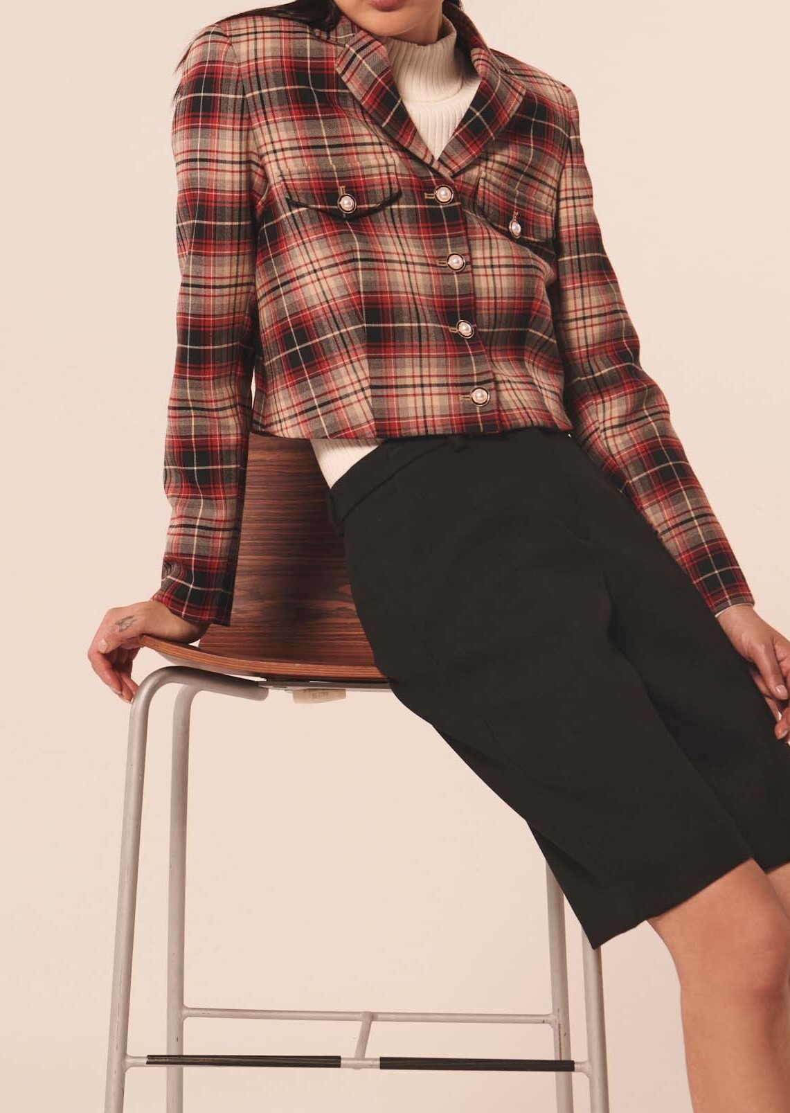 Veste Vivick rouge en tartan Tara Jarmon seconde main photo 3